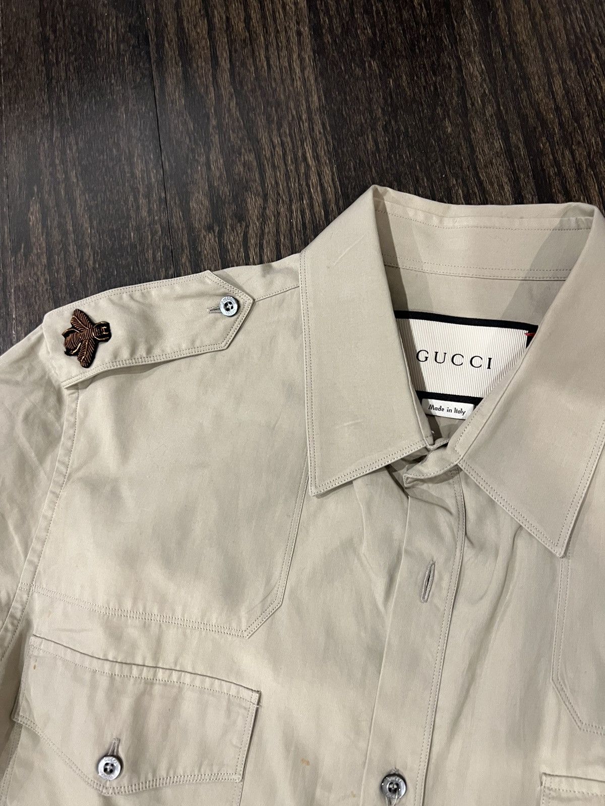 Gucci Gucci Military Style Bee Shirt Size US S / EU 44-46 / 1 - 2 Thumbnail