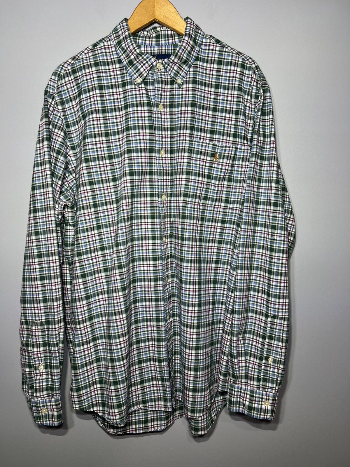 Polo Ralph Lauren Polo Ralph Lauren Men's Green Plaid Oxford Long Sleeve SZ XL Size US XL / EU 56 / 4 - 2 Thumbnail