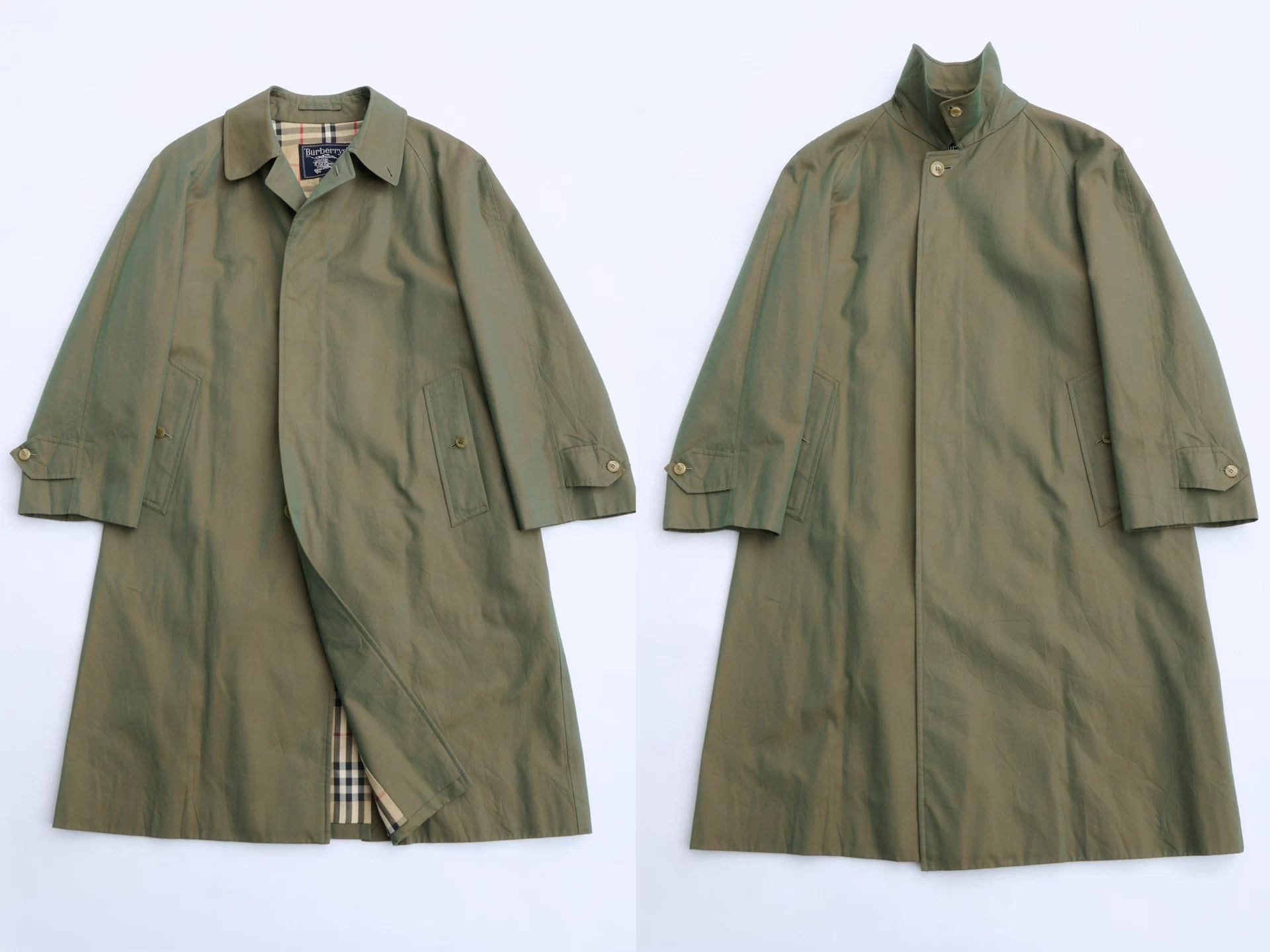 Burberry Burberrys 90s Classic Jade Green Trench Coat Size L / US 10 / IT 46 - 8 Thumbnail