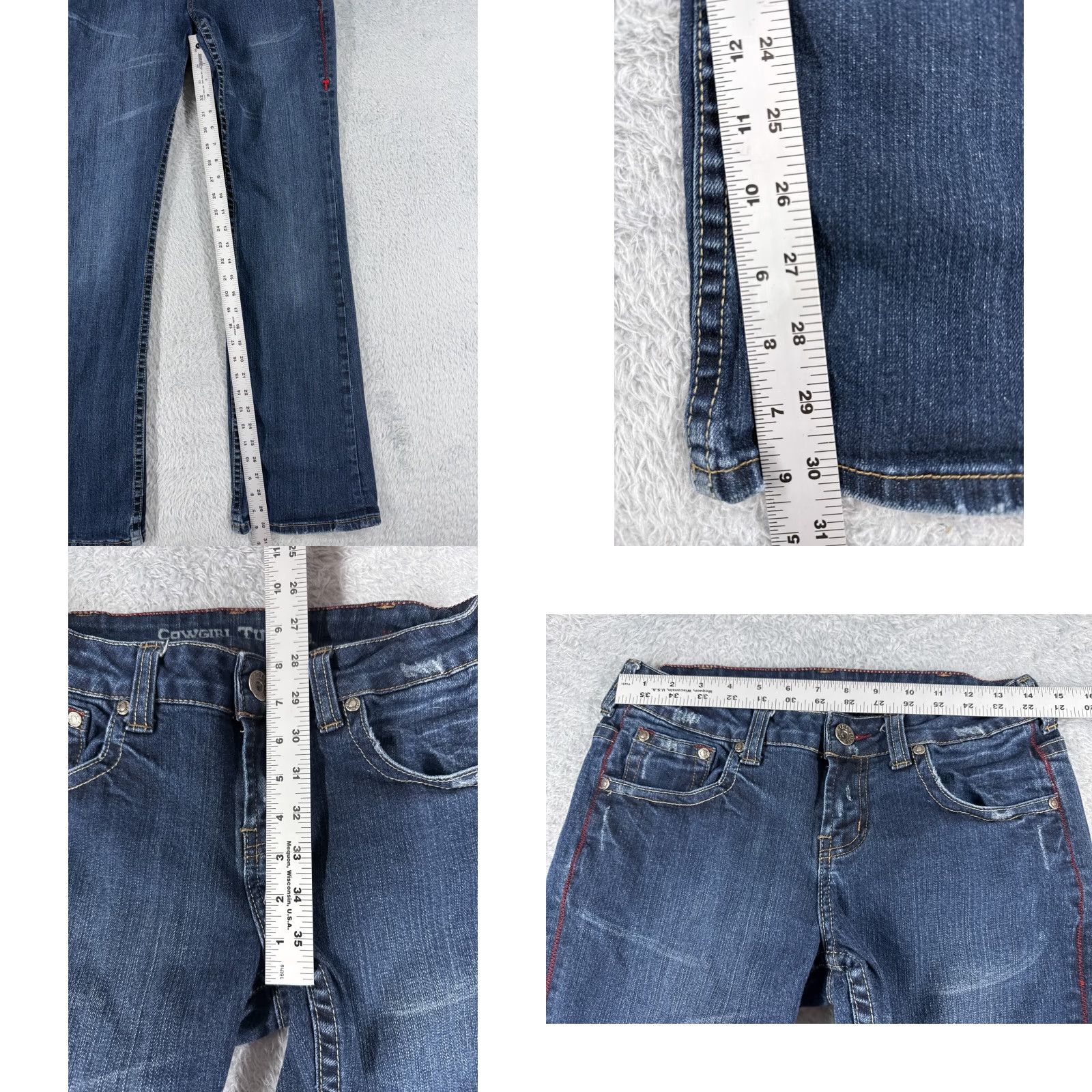Denime Cowgirl Tuff Jeans Women Bootcut 28x30 Blue Denim Low Rise 5-Pocket Stretch Regular Slim Western Cowboy Southwestern Mens Womens Size 28" / US 6 / IT 42 - 8 Thumbnail