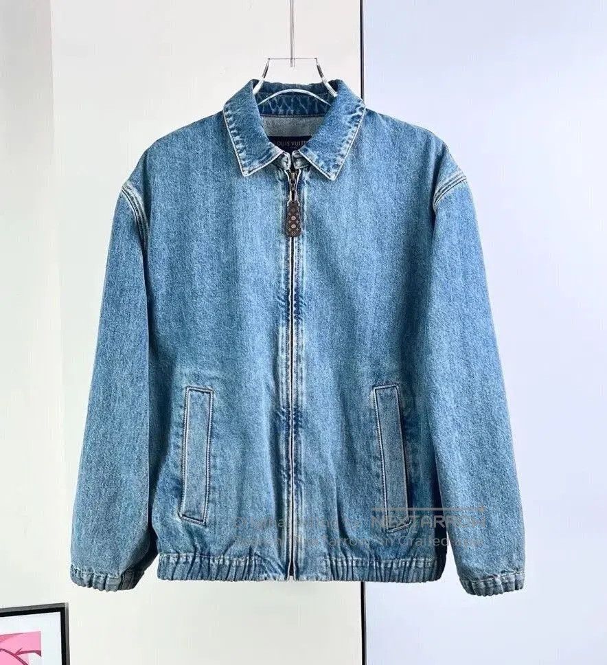 Louis Vuitton LV 25 Leather Buckle Zip Denim Jacket. Size XS / US 0-2 / IT 36-38 - 2 Thumbnail