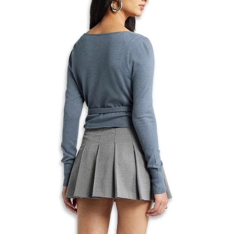 Other Open Edit Sweater Long Sleeves Wrap Tie Blue Women's XXS NWT Size XXS / US 00 / IT 34 - 5 Thumbnail