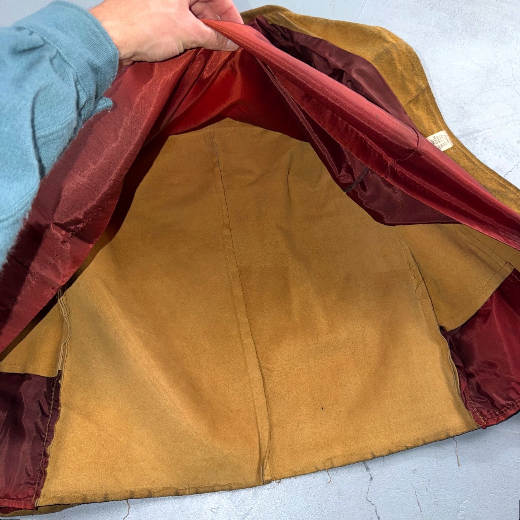 Vintage VINTAGE 1950s Brown Suede Jacket Leather Distressed Rockabilly Ricky Chore Large Mens Size US L / EU 52-54 / 3 - 6 Thumbnail