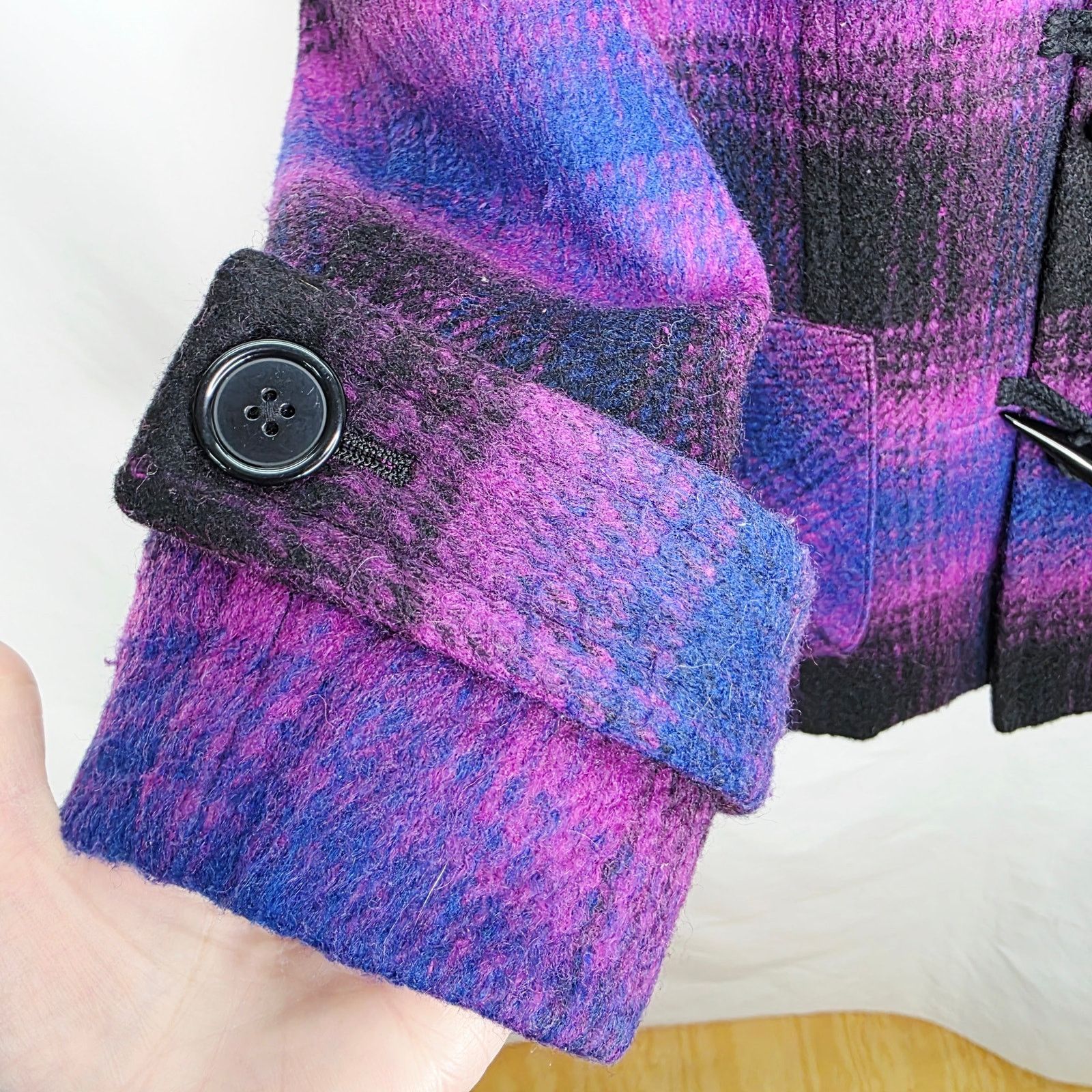Coldwater Creek Coldwater Creek Purple & Black Plaid Wool Blend Jacket Size XL / US 12-14 / IT 48-50 - 7 Thumbnail