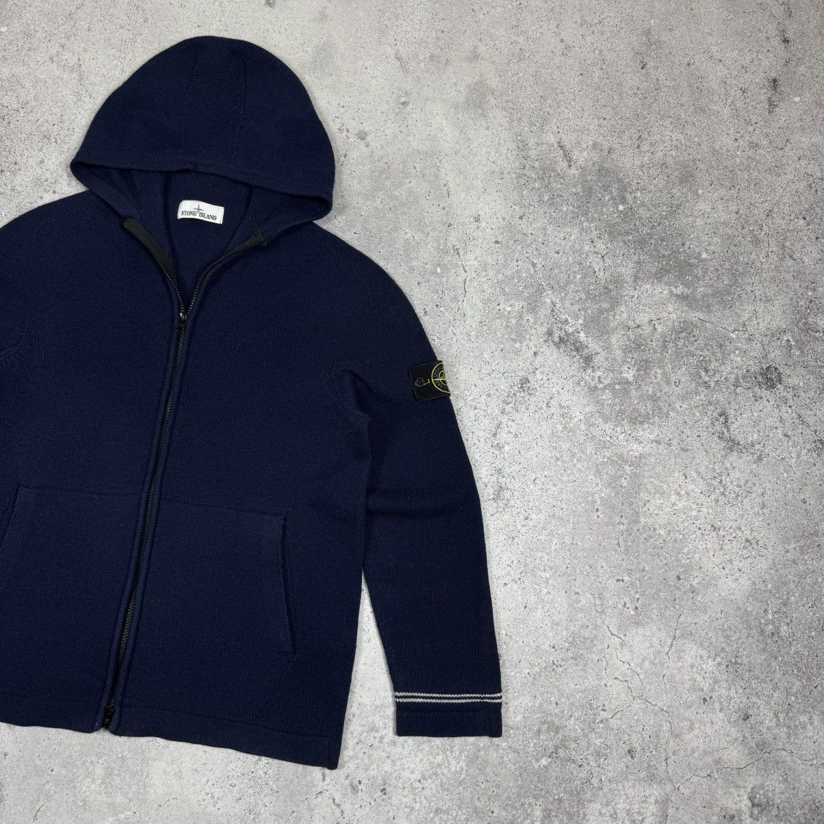 Stone Island Stone Island Knitted Wool Full Zip Hoodie Navy Blue Size US L / EU 52-54 / 3 - 3 Thumbnail