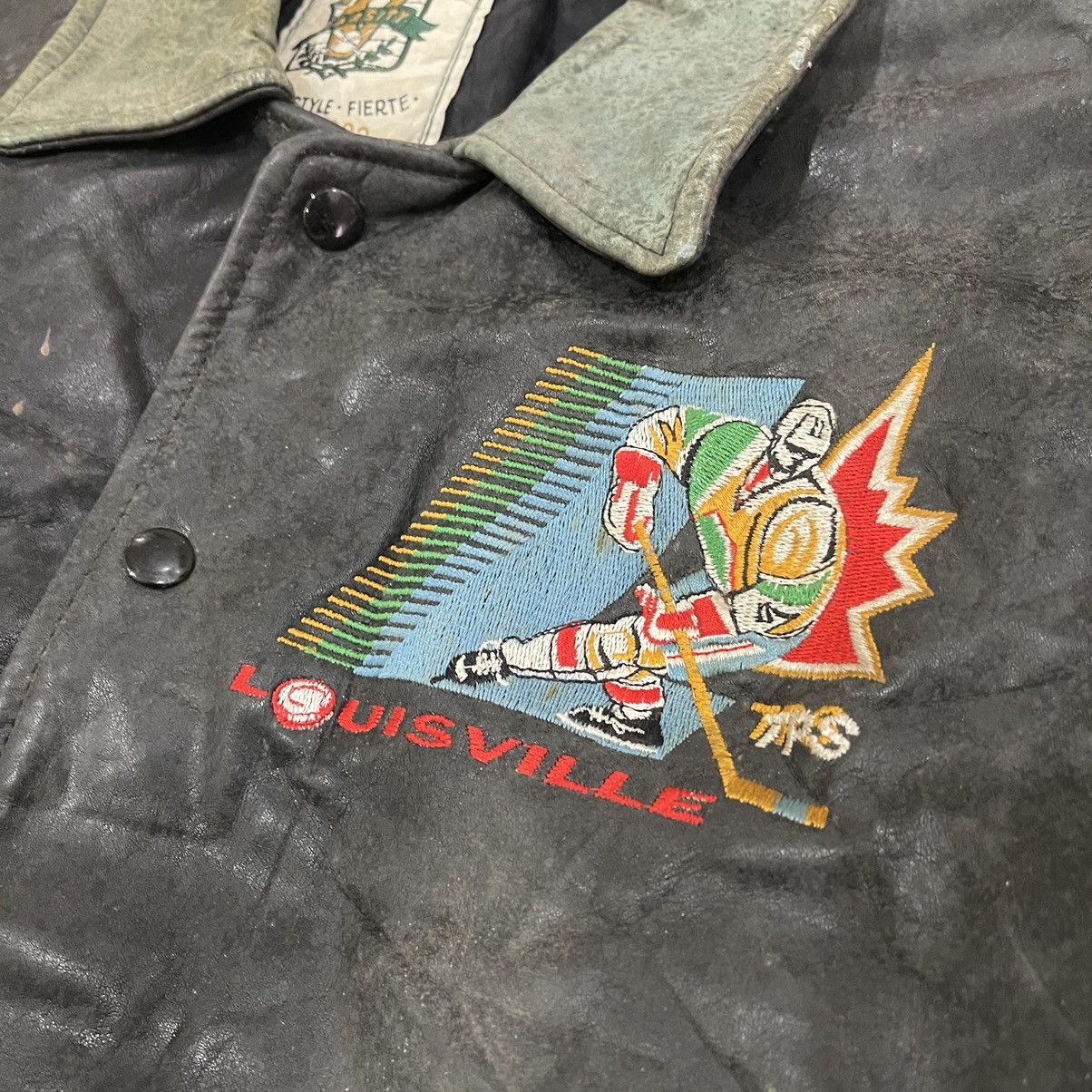 Louisville Slugger 🔥Vintage 90s Louisville Varsity Leather Jacket Size US L / EU 52-54 / 3 - 15 Thumbnail