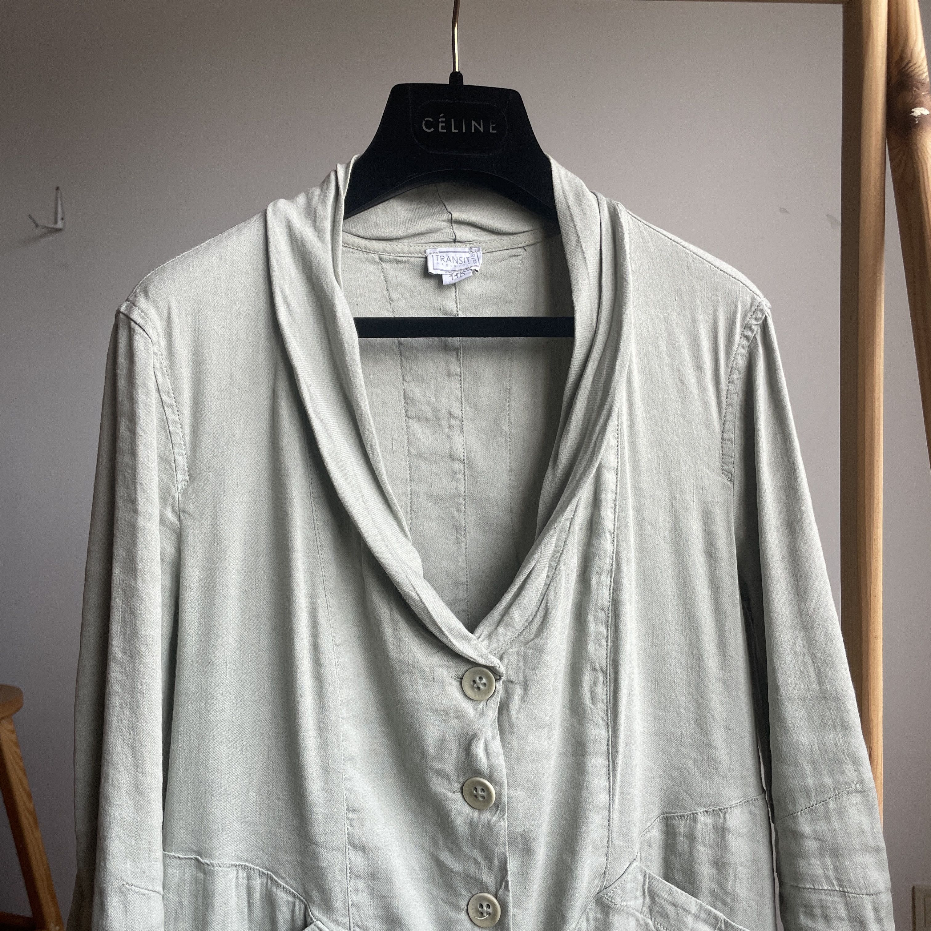 Transit Transit Par Such Womens Shawl Collar Linen Blend Blazer Size L / US 10 / IT 46 - 3 Thumbnail