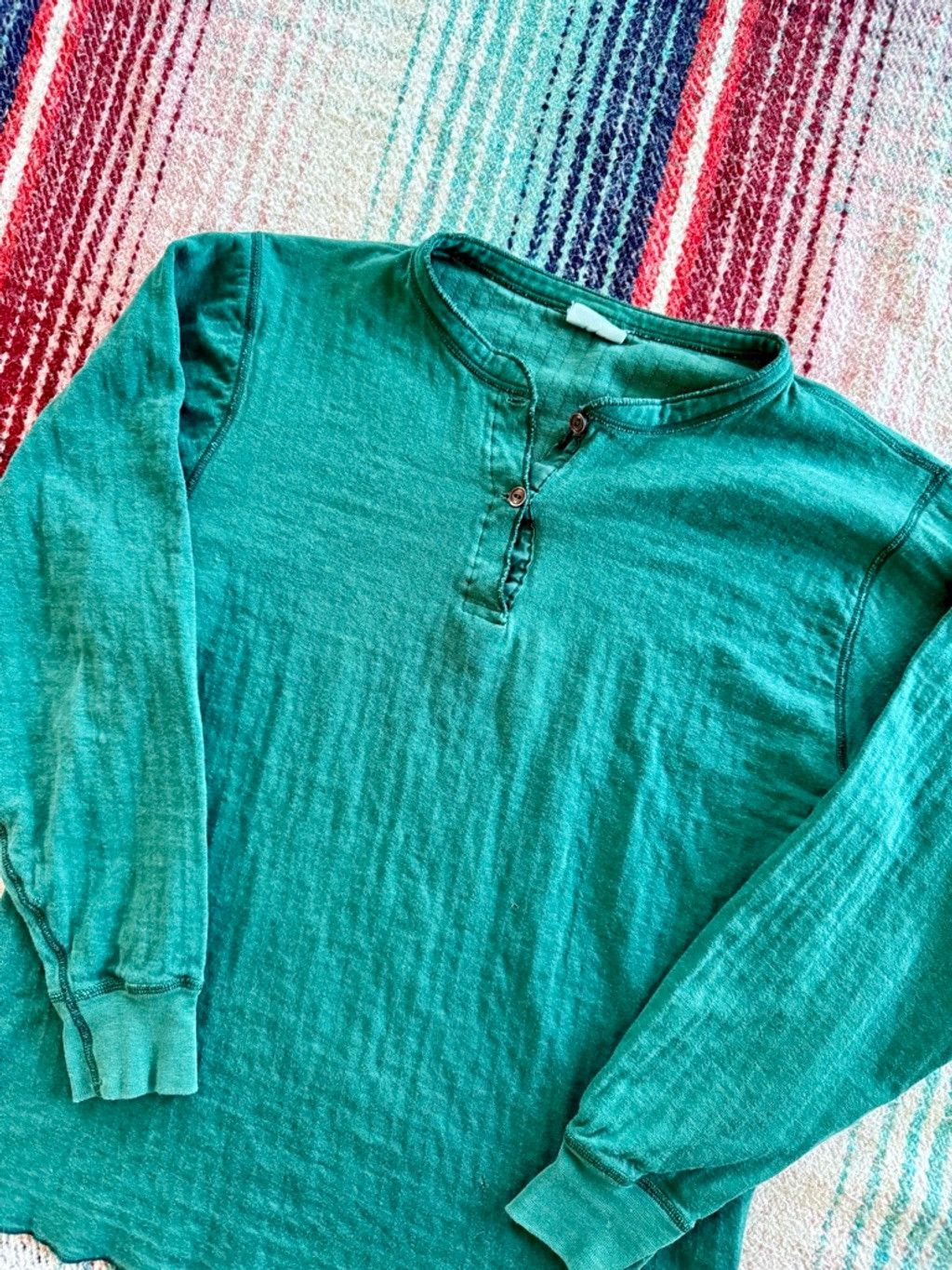 L.L. Bean 80s LL Bean Green River Diver Henley Shirt M Size US M / EU 48-50 / 2 - 2 Thumbnail