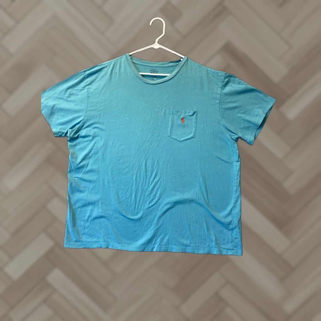 Vintage Polo Ralph Lauren T-Shirt Men 2XL Aqua Beach Short Sleeve Regular Mens Size US XXL / EU 58 / 5 - 1 Thumbnail
