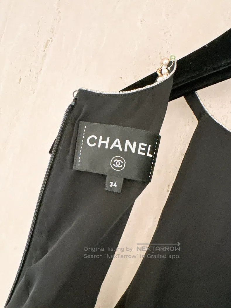 Chanel Chanel 23S full logo pearl hanging neck dress Size XXS / US 00 / IT 34 - 7 Thumbnail