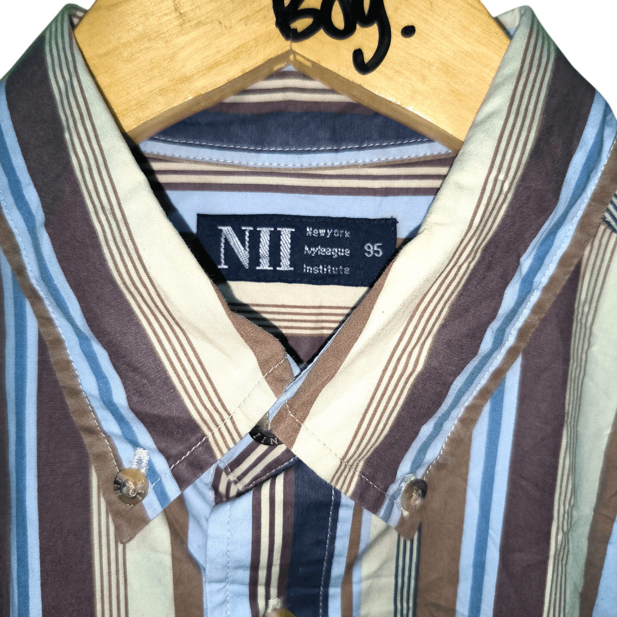 Japanese Brand × Vintage Vintage NII Striped Shirts Size US L / EU 52-54 / 3 - 2 Thumbnail