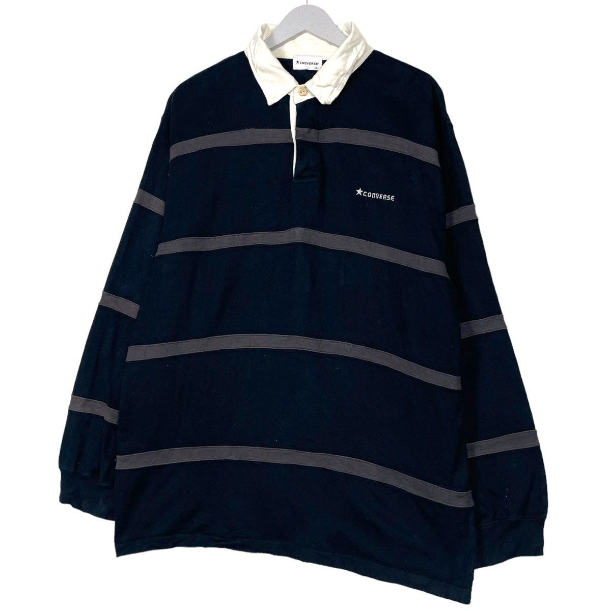 Japanese Brand × Vintage 💥90s CONVERSE VINTAGE POLO STRIPED LONGSLEEVE SHIRT Size US XL / EU 56 / 4 - 2 Thumbnail