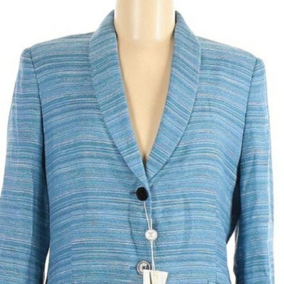 Vtg 80's Nicola Blue Striped Boyfriend Blazer Sz 12 Single B