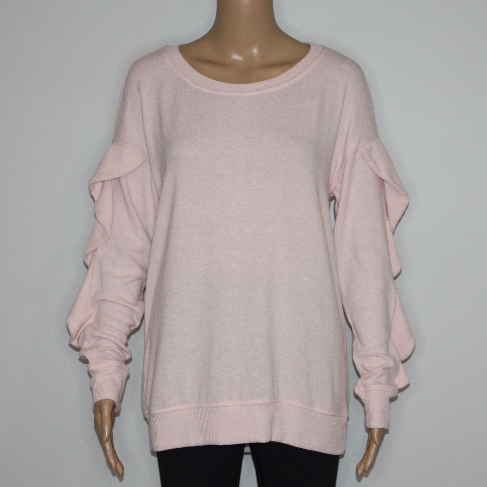 Other Harlowe & Graham Soft Pink Ruffled Pullover Sweater NWT Size M / US 6-8 / IT 42-44 - 6 Thumbnail