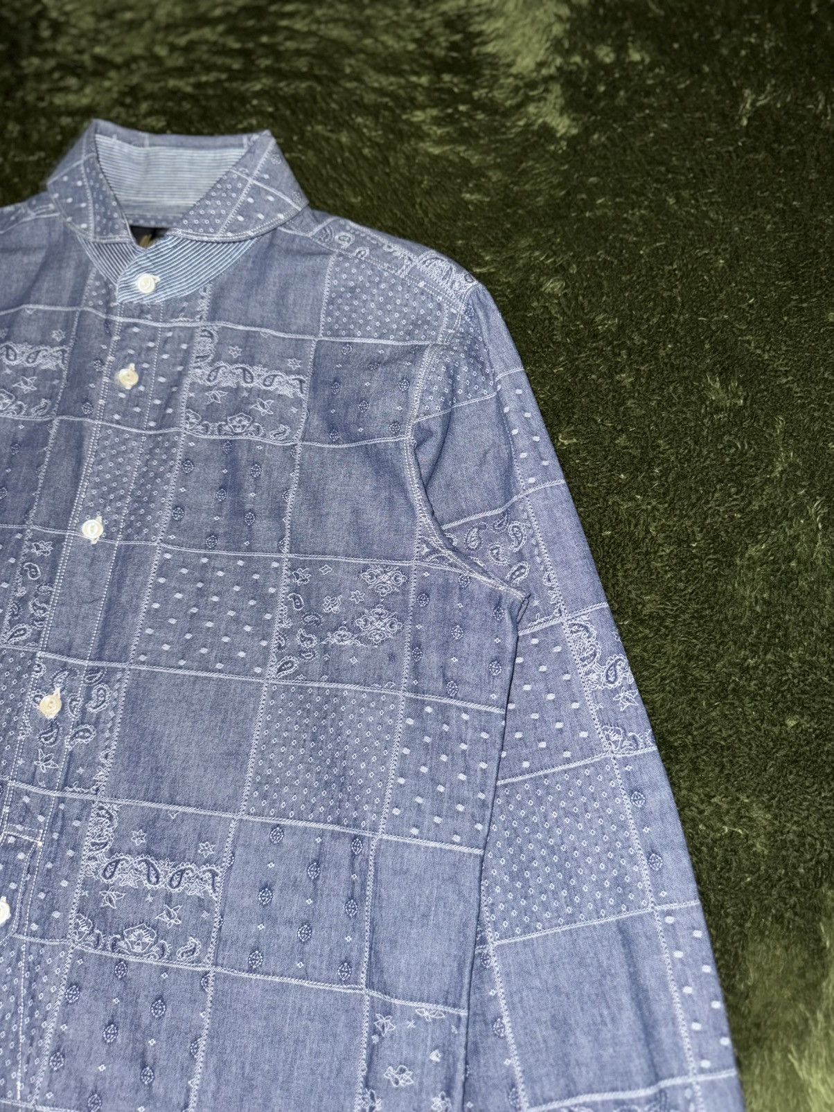 Japanese Brand [42] Customellow MVW Paisley Patchwork Chambray Shirt Size US L / EU 52-54 / 3 - 5 Thumbnail