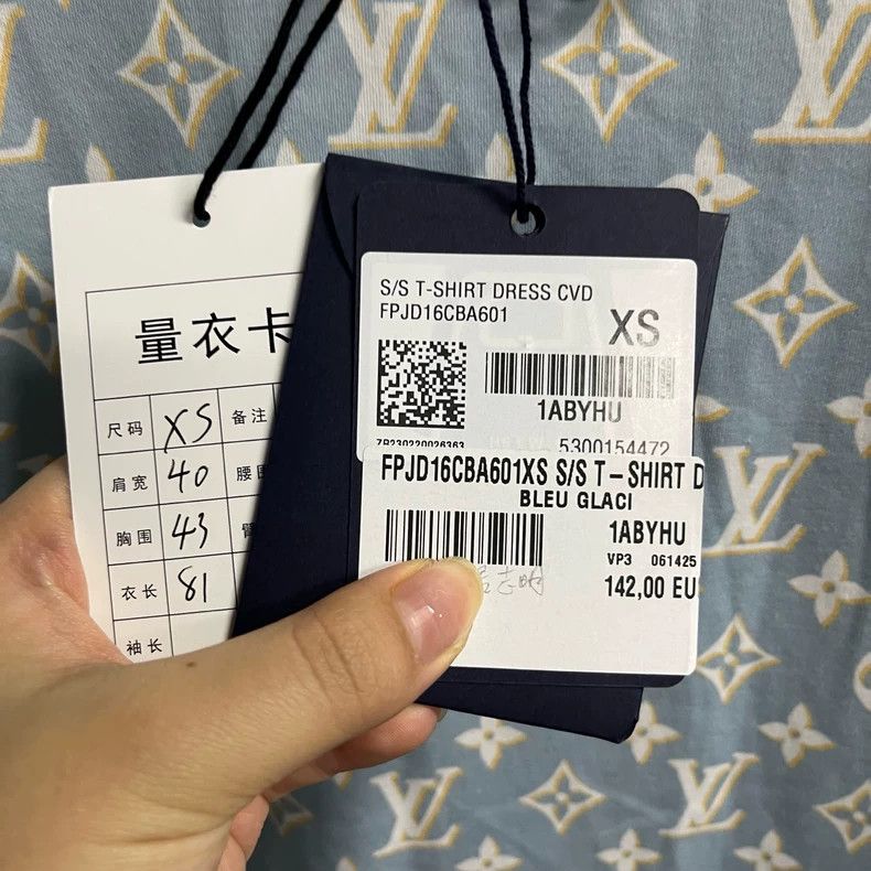 Louis Vuitton louis vuitton Blue Round Neck Full Print Mid-Waist Slim Mi Size XS / US 0-2 / IT 36-38 - 3 Thumbnail