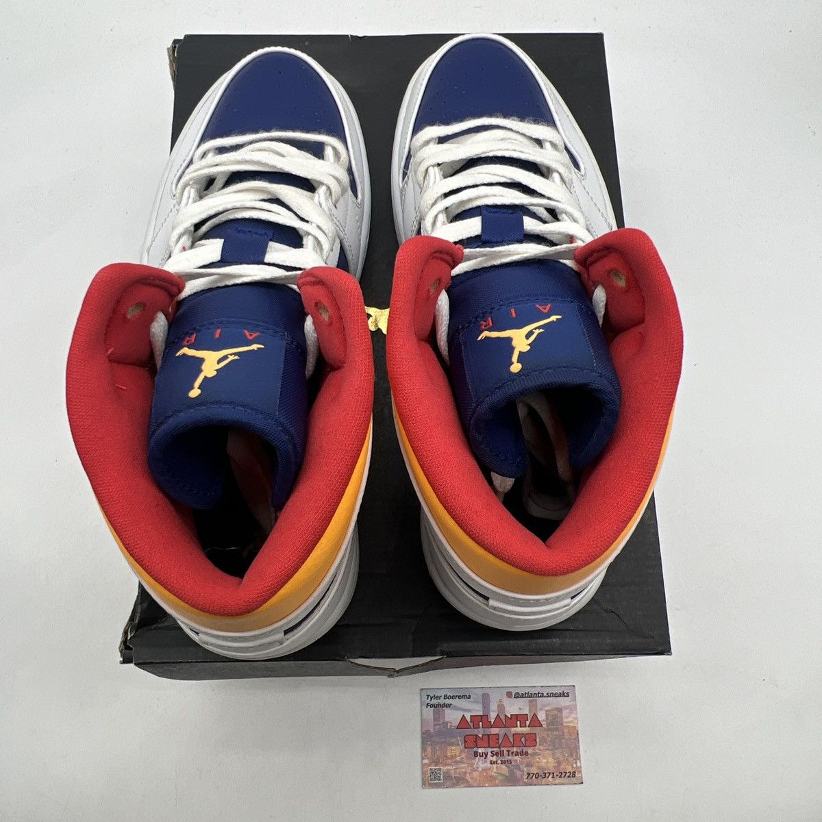 Nike Air Jordan 1 Mid white deep royal blue Size US 8 / EU 41 - 7 Thumbnail
