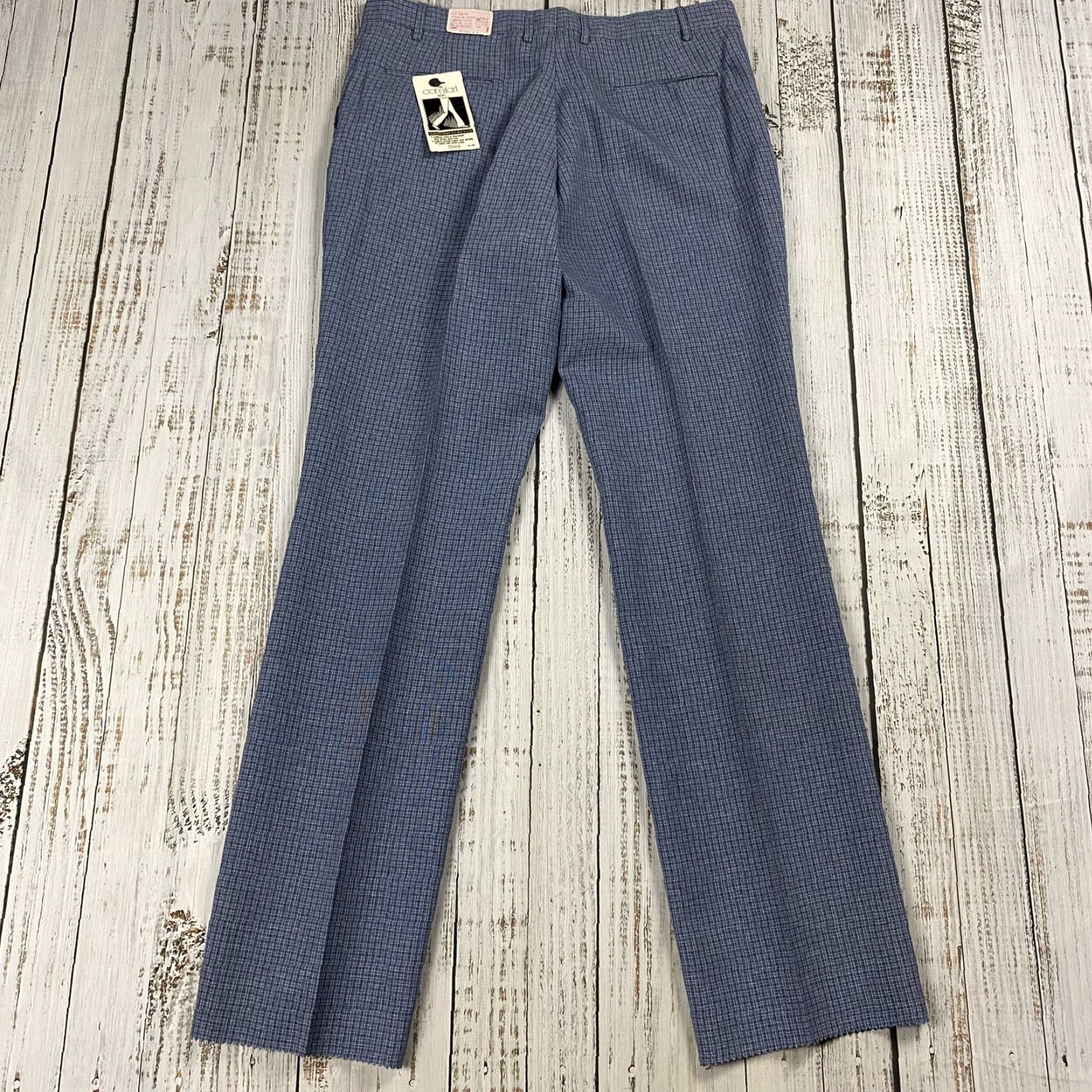 Sears VTG NWT SEARS COMFORT LEISURE SUIT 60S 70S BLUE POLYESTER PLAID 38 PANTS DISC0 Size 38R - 6 Thumbnail