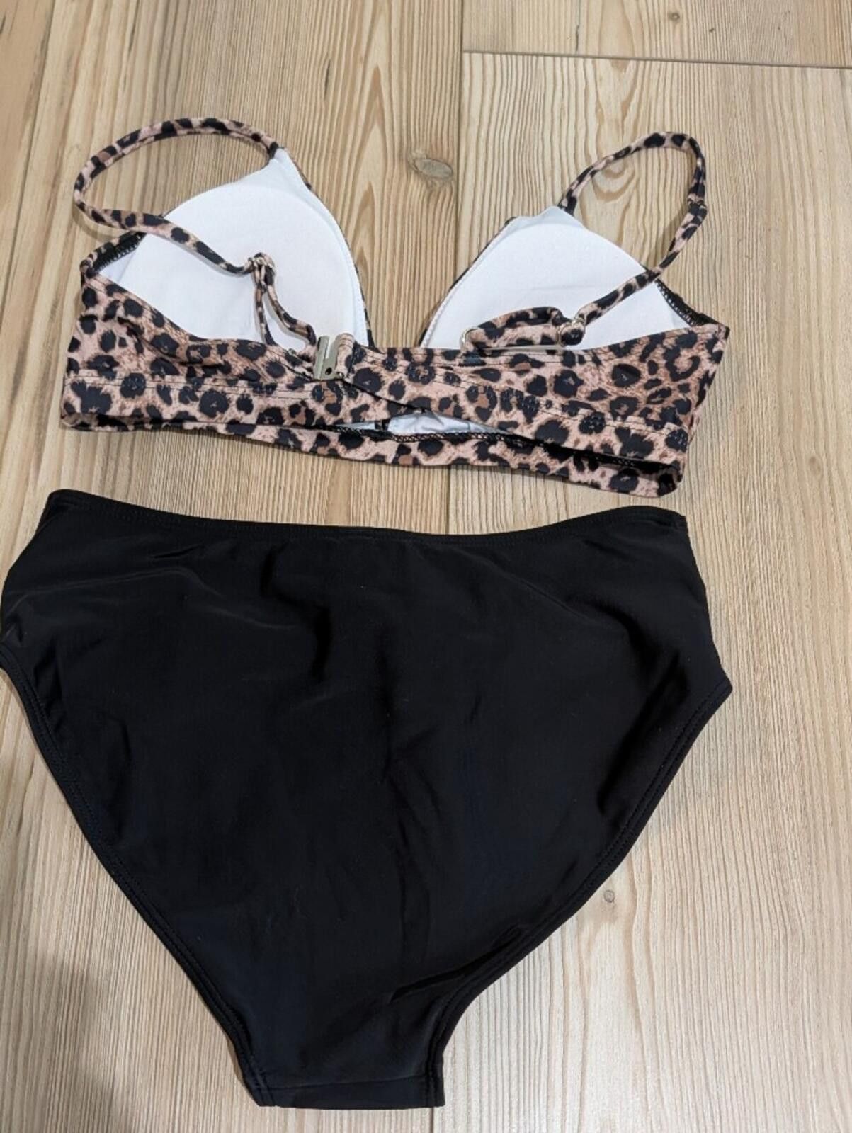 Other Leopard Print Triangle Bikini Top with High-Waist Bottoms Size ONE SIZE - 5 Thumbnail