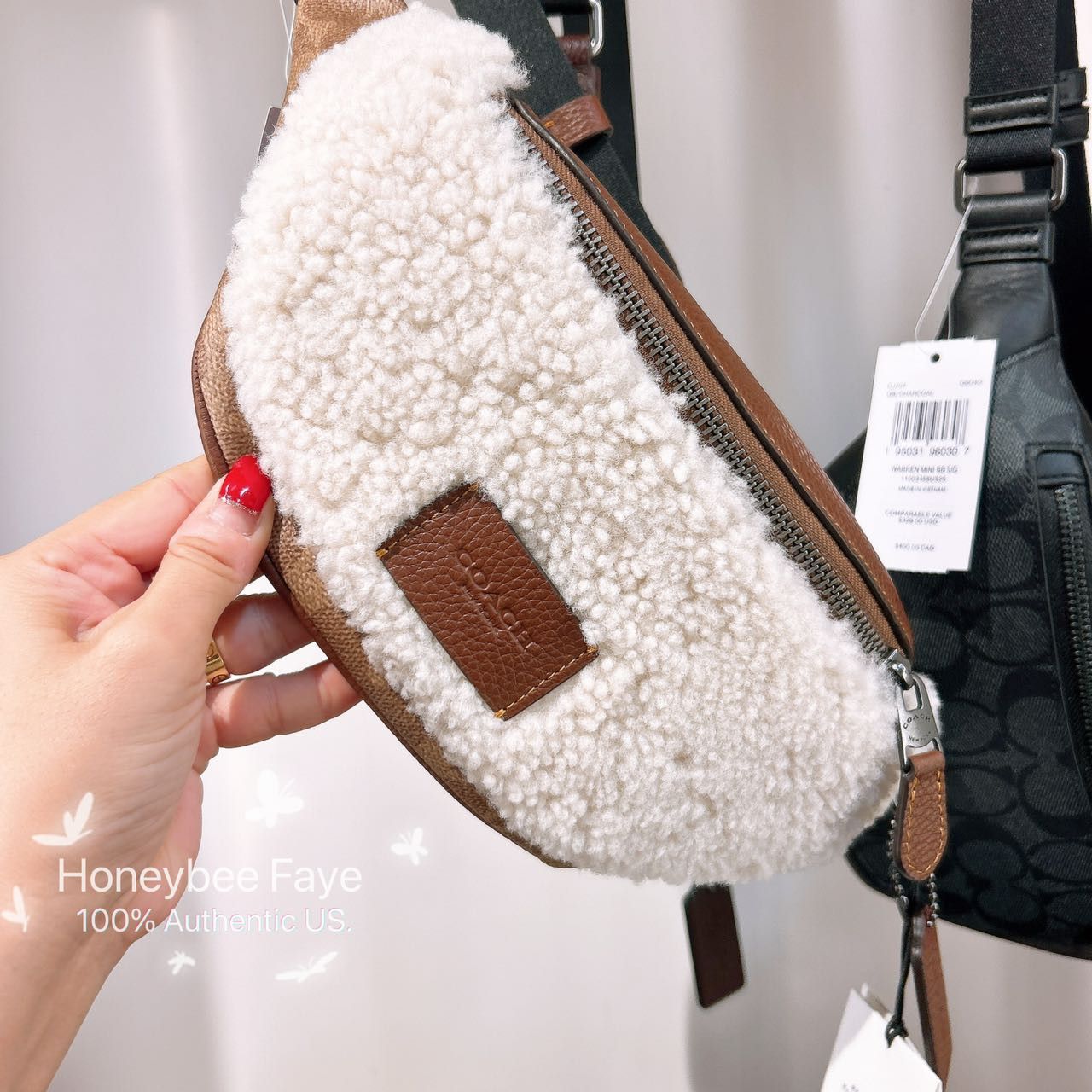 Leather Handbag Beis Shearling Belt Bag Bum Bag Shearling Fanny