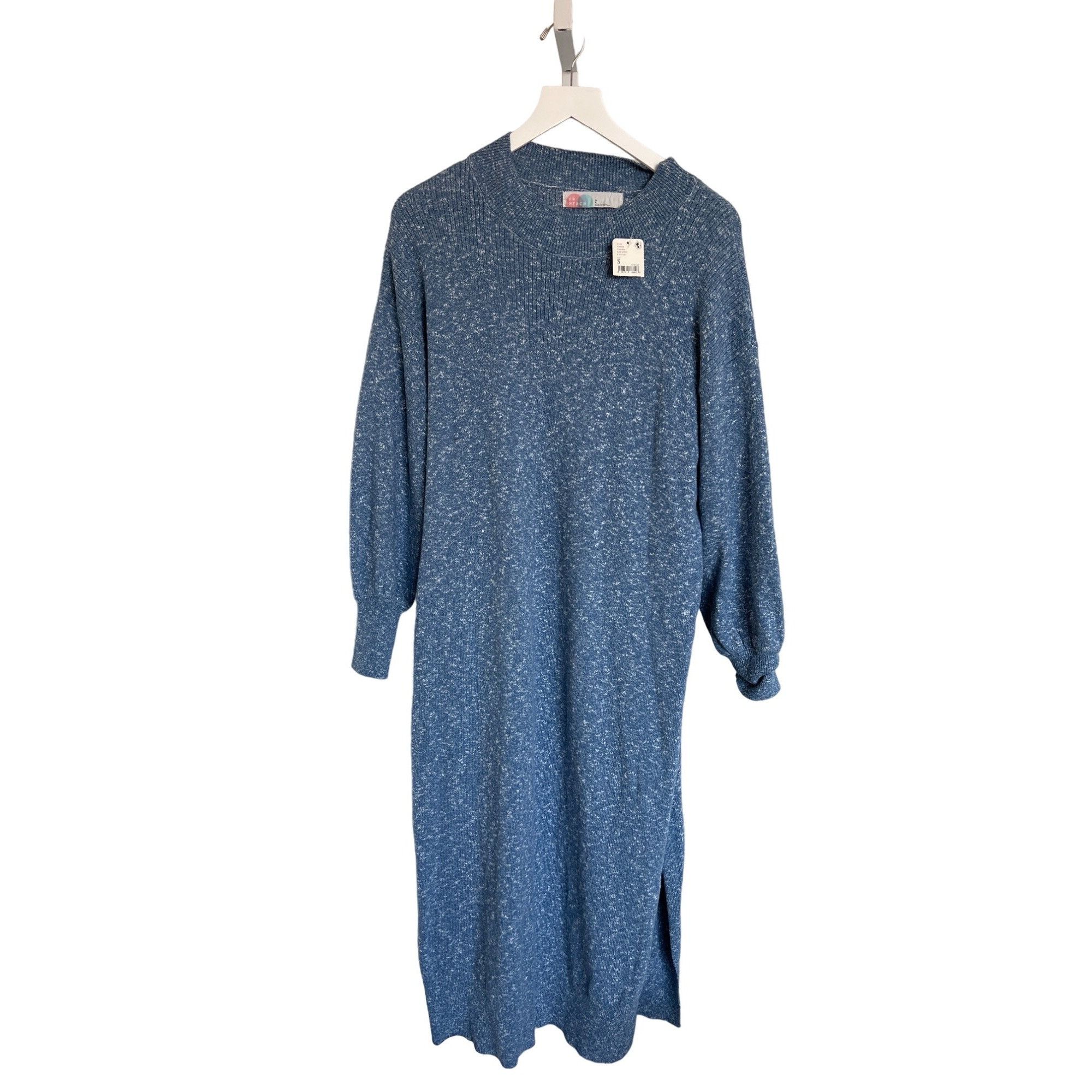 Free People Free People Beach Marled Blue Mock Neck Midi Sweater Dress Size S / US 4 / IT 40 - 2 Thumbnail