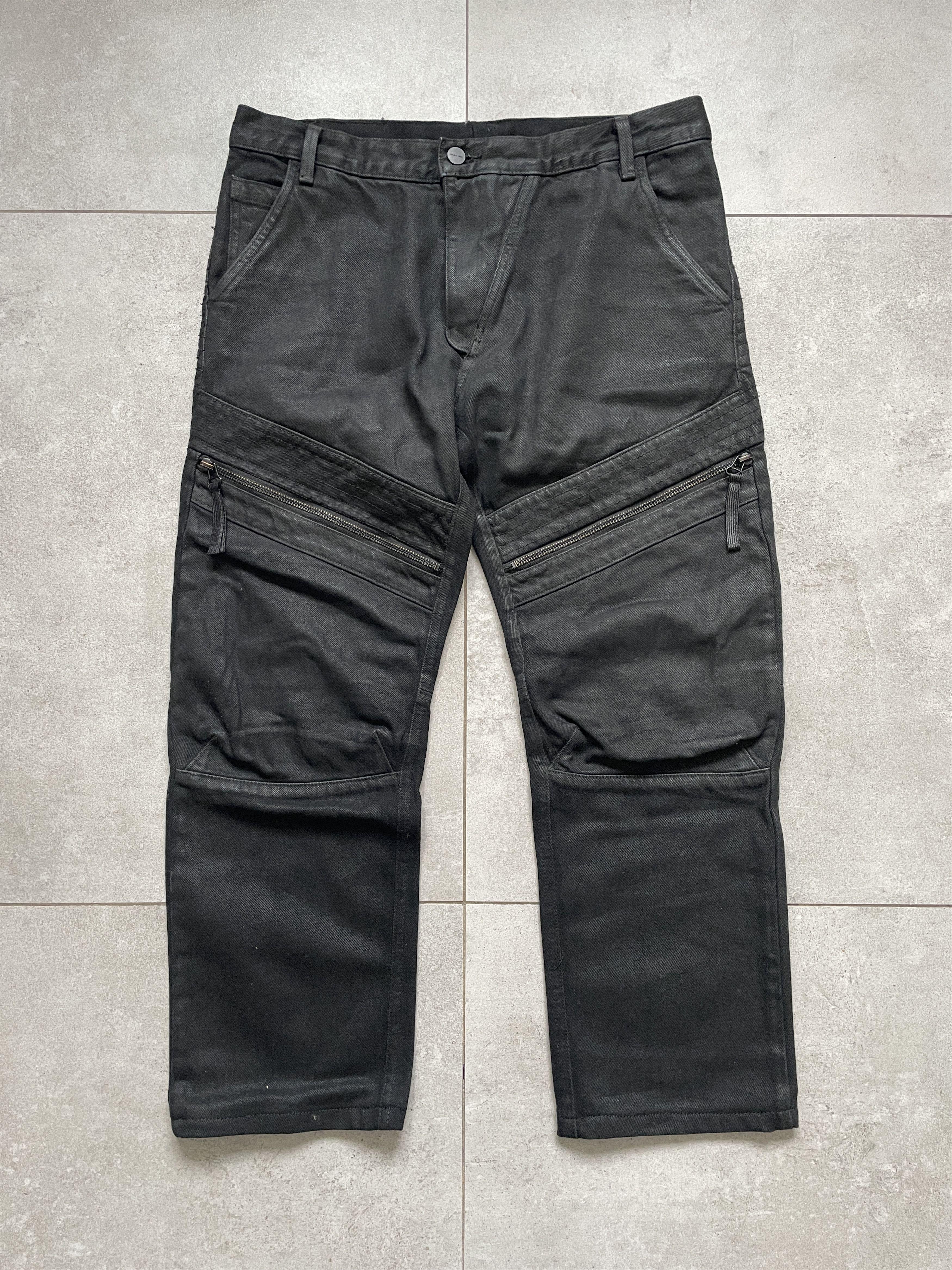 Helmut Lang HELMUT LANG HEAVY BLACK WAXED BIKER SLIM FIT JEANS Size US 32 / EU 48 - 2 Thumbnail