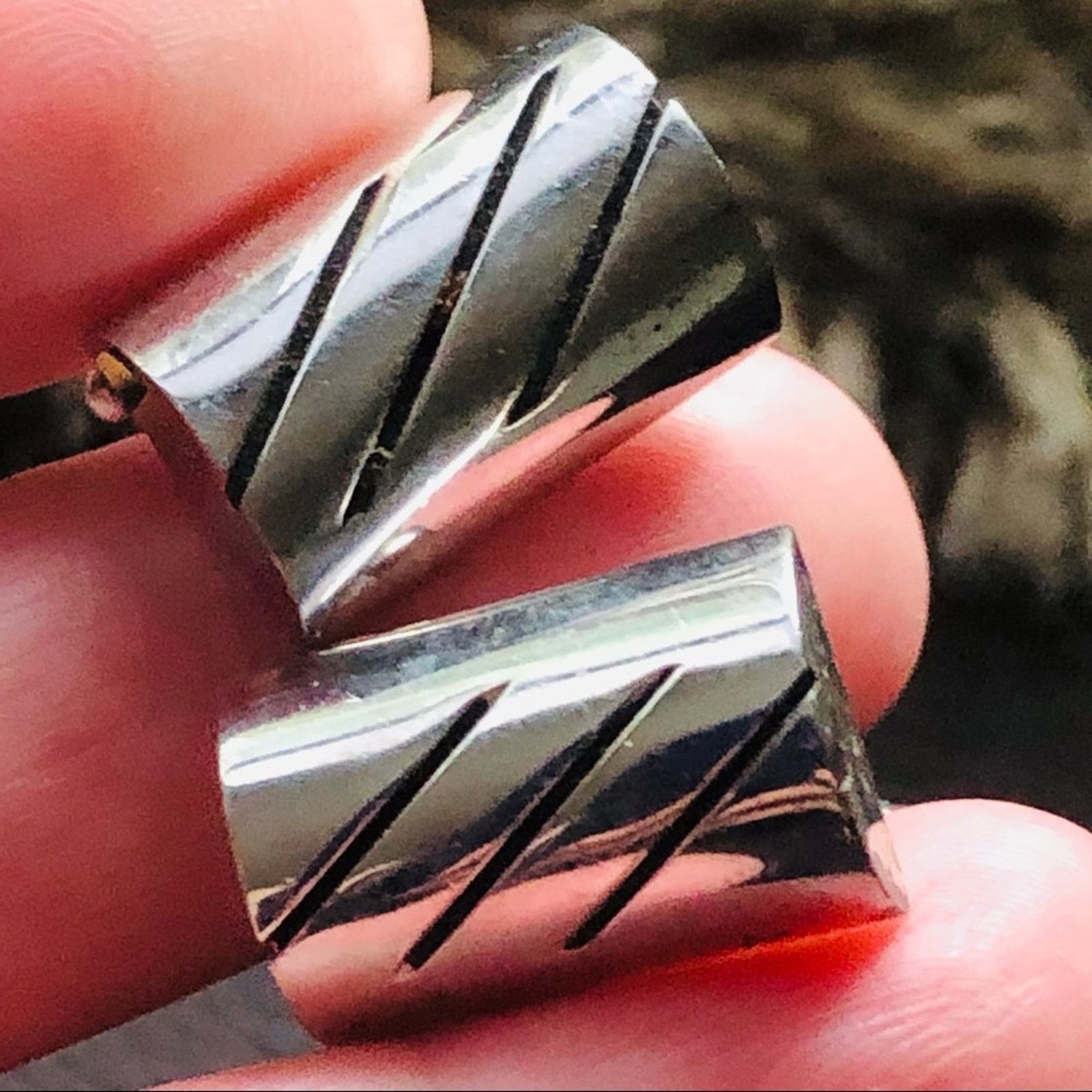 Vintage Vintage tilted dome silver plated textured design cuff links Size ONE SIZE - 5 Thumbnail