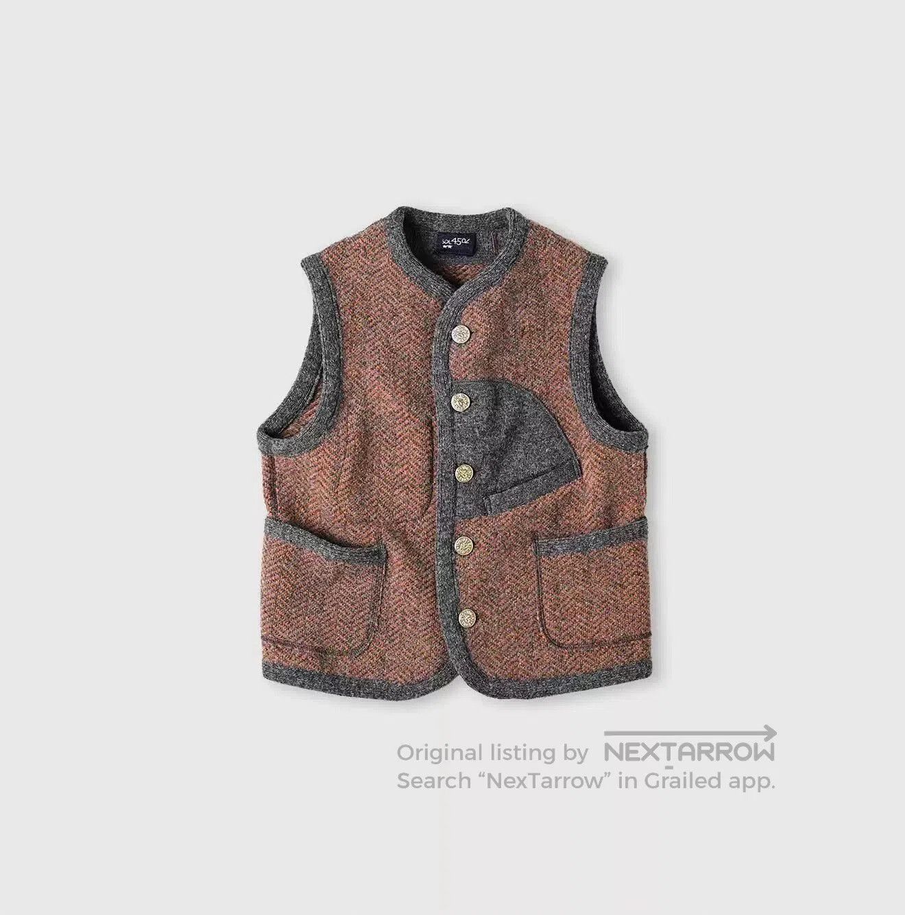 45rpm 45R Chunky Tweed Vest in Gray Pink. Size US M / EU 48-50 / 2 - 1 Thumbnail