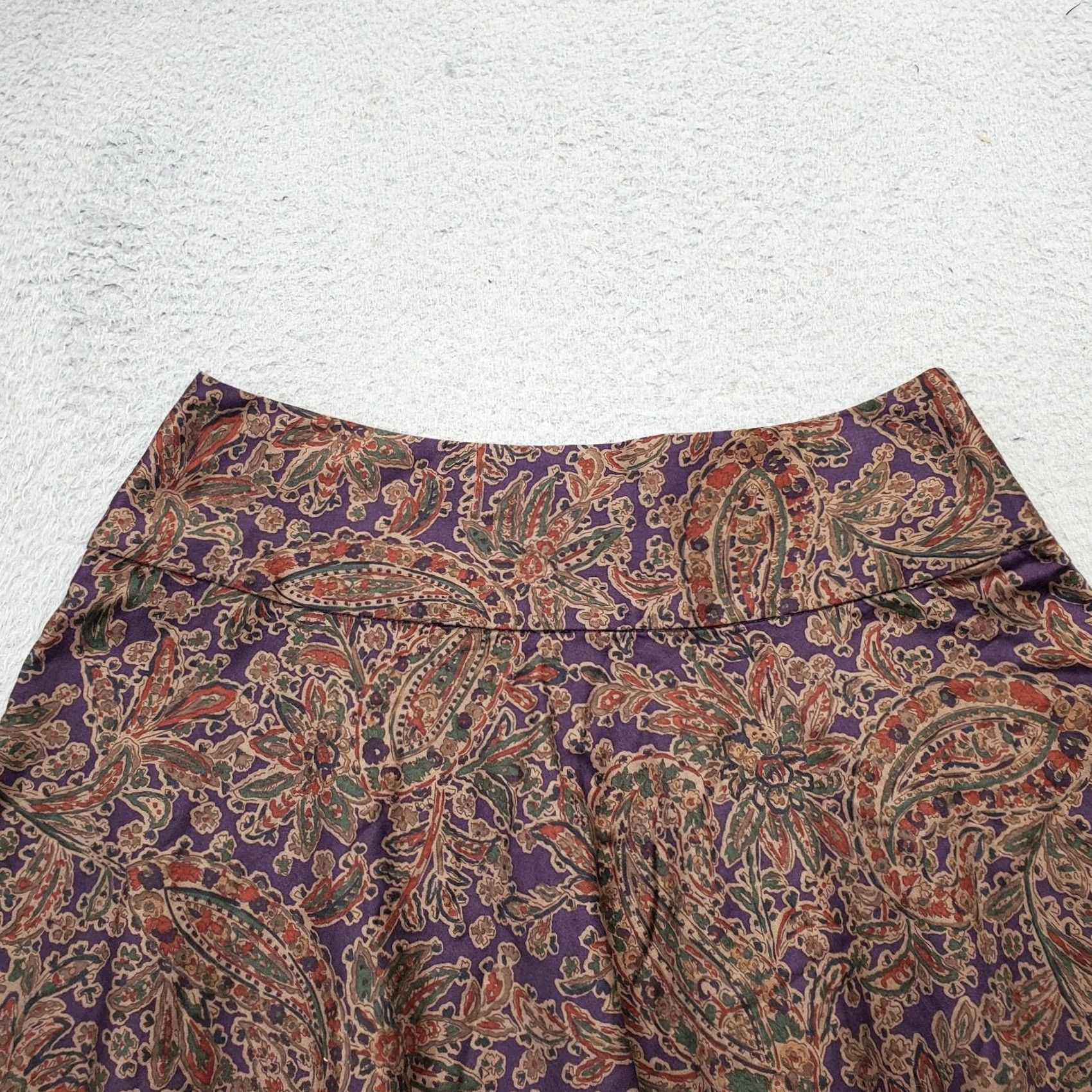 Vintage American Living Skirt Womens 10 A-Line Paisley Multi Cotton Lined Side Zipper 27" Length XS? Size 32" / US 10 / IT 46 - 6 Thumbnail