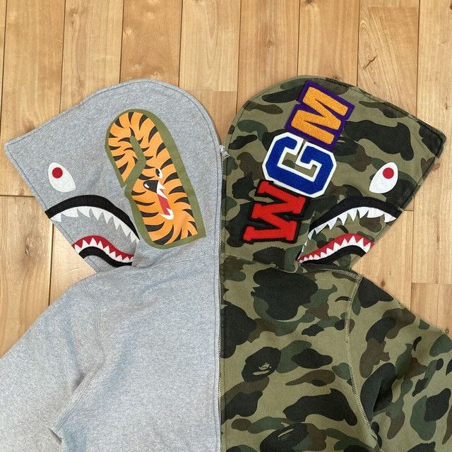 Bape BAPE Gray x 1st camo green Separate Shark Full Zip Hoodie Size US M / EU 48-50 / 2 - 2 Thumbnail