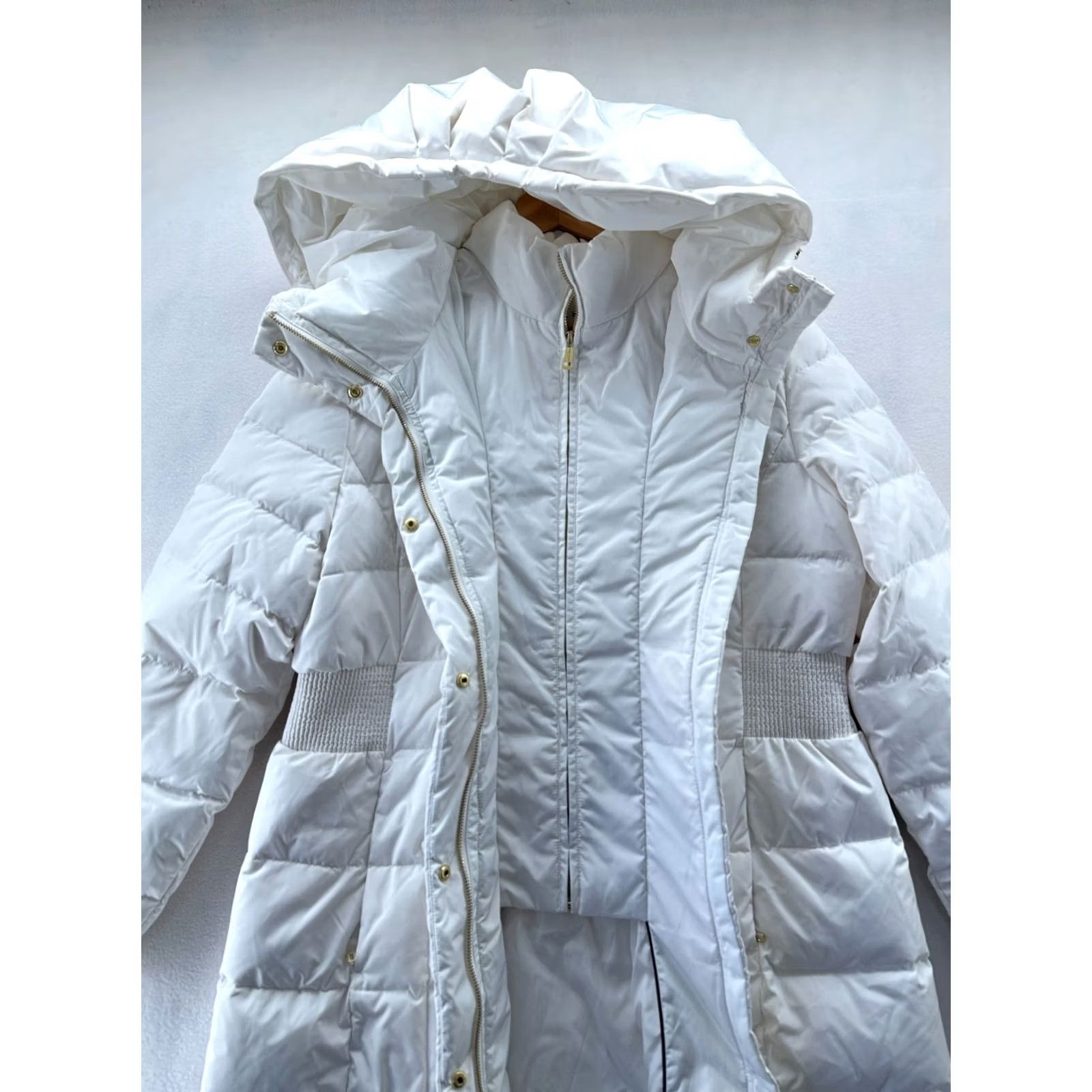 Cole Haan VINTAGE? No. Cole Haan Womens XL White Puffer Down Coat Long Hooded Quilted NEW Size XL / US 12-14 / IT 48-50 - 5 Thumbnail