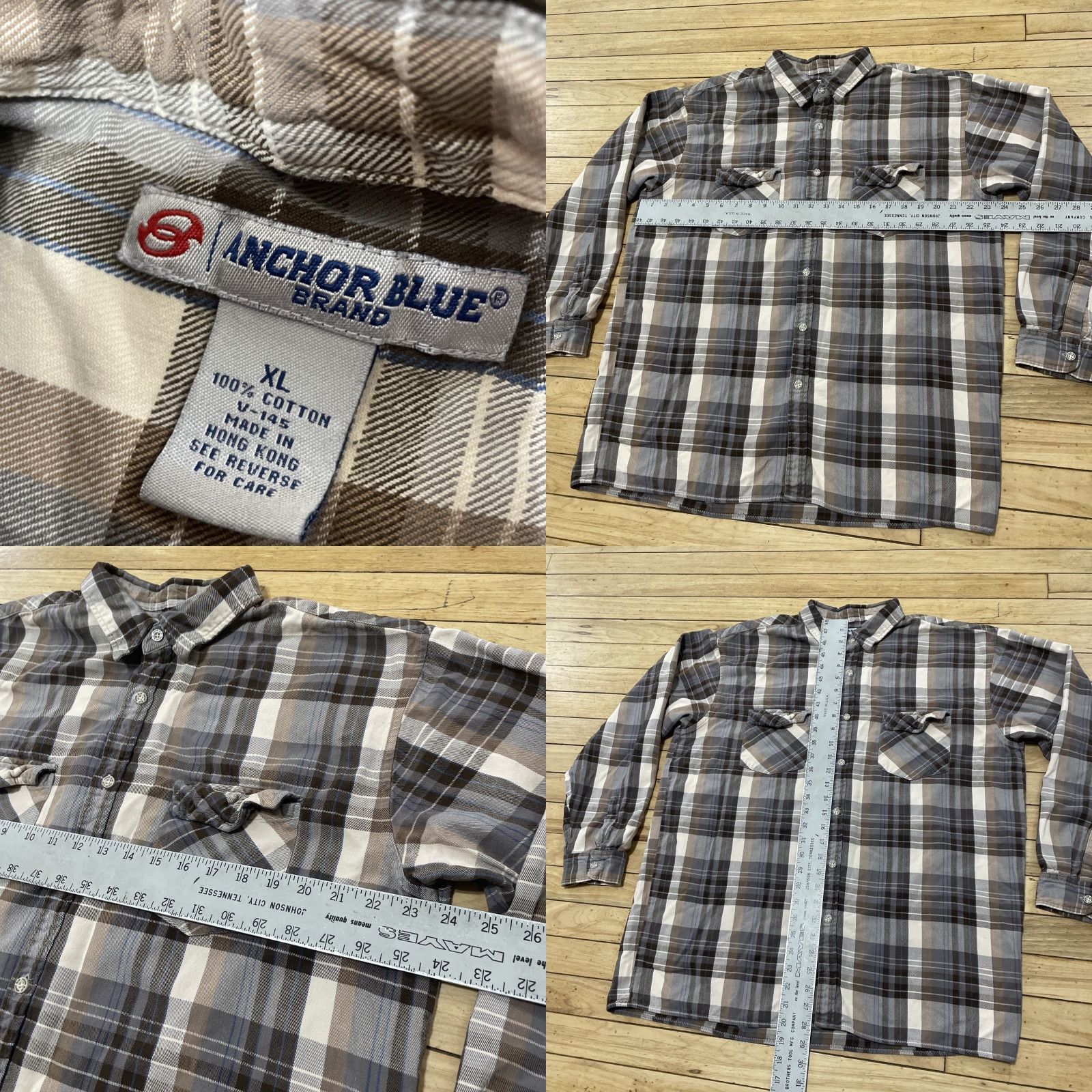 Anchor Blue VINTAGE Anchor Blue Button-Up Shirt Men XL Brown Cream Plaid Flannel Western 90s Y2K Skate Caps? Size US XL / EU 56 / 4 - 8 Thumbnail