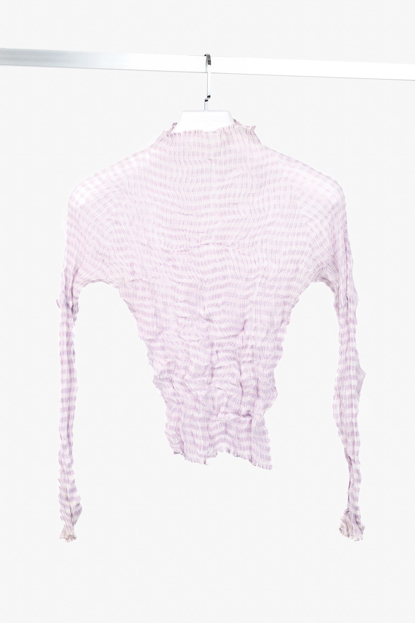 Pleats Please Issey Miyake Issey Miyake Pleated Mock-Neck Long-Sleeve Popcorn Top Size S / US 4 / IT 40 - 1 Thumbnail