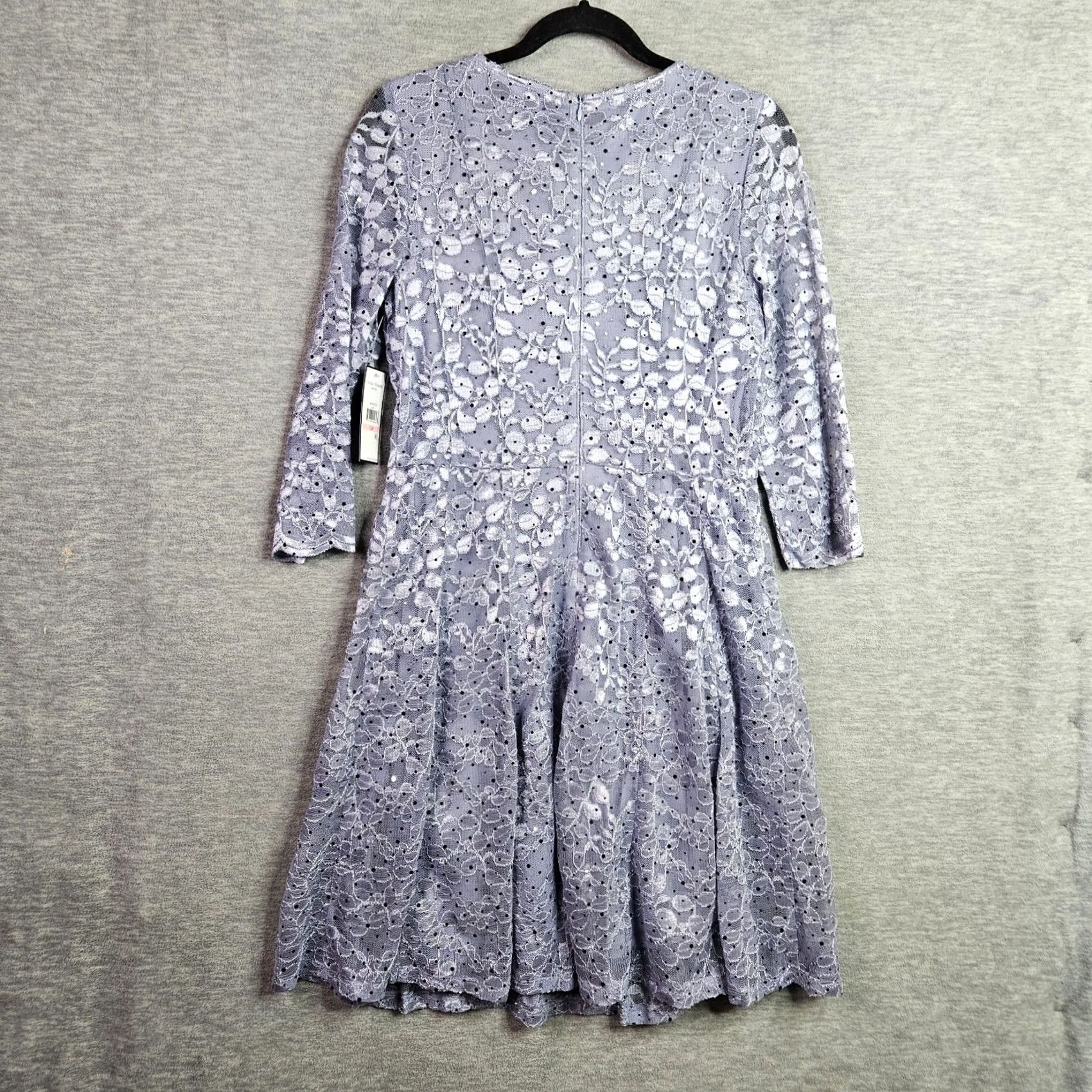 Vintage Jessica Howard Women's Dress 3/4 Sleeve Lace Sequin Petites 10P Purple Lavender Size L / US 10 / IT 46 - 3 Thumbnail