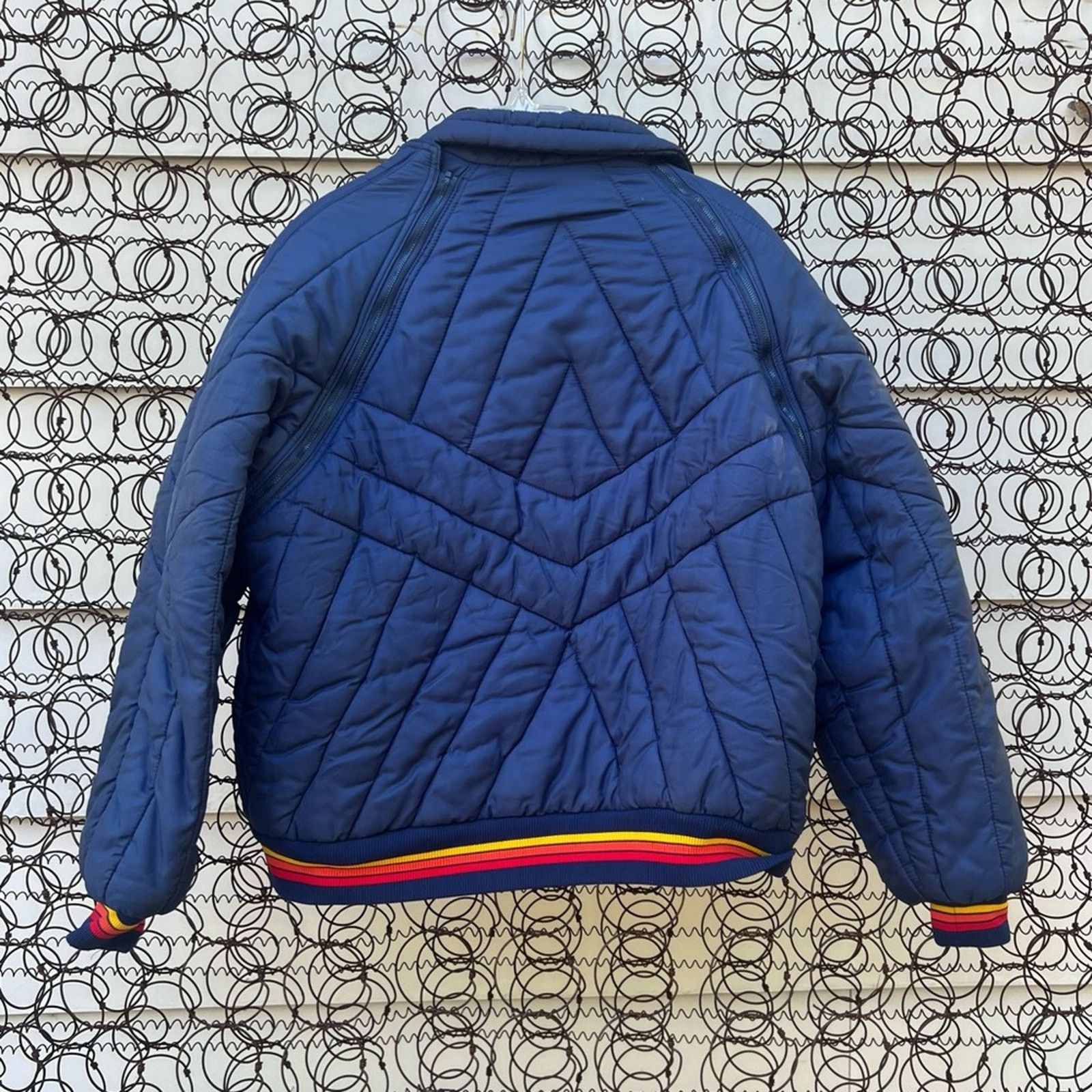 Vintage 80s Private Club Blue Puffer Coat CONVERTIBLE coat into vest