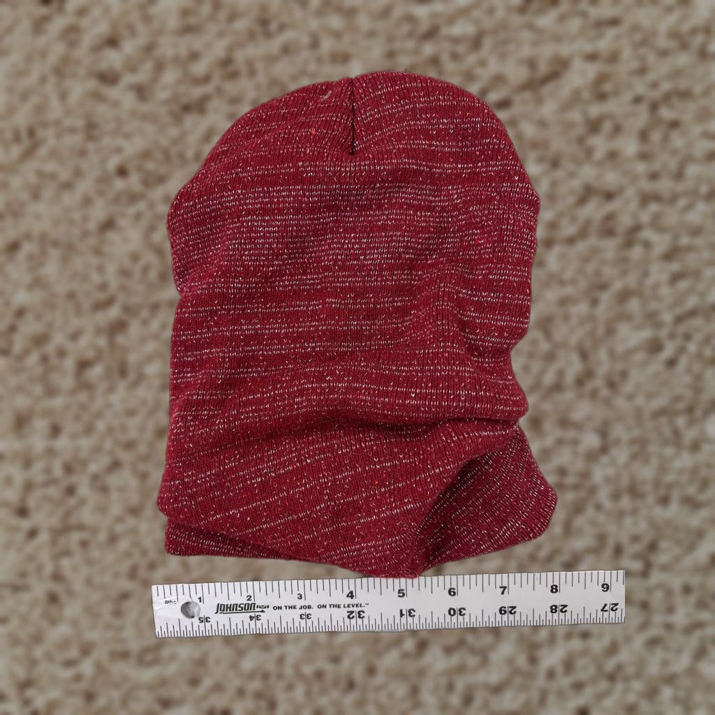 Vintage Beanie Women's One Size Red Knit Wool Blend Lined Sparkly Snow Ski Hat/Cap Wool Sponge/Bead Details Size ONE SIZE - 1 Thumbnail