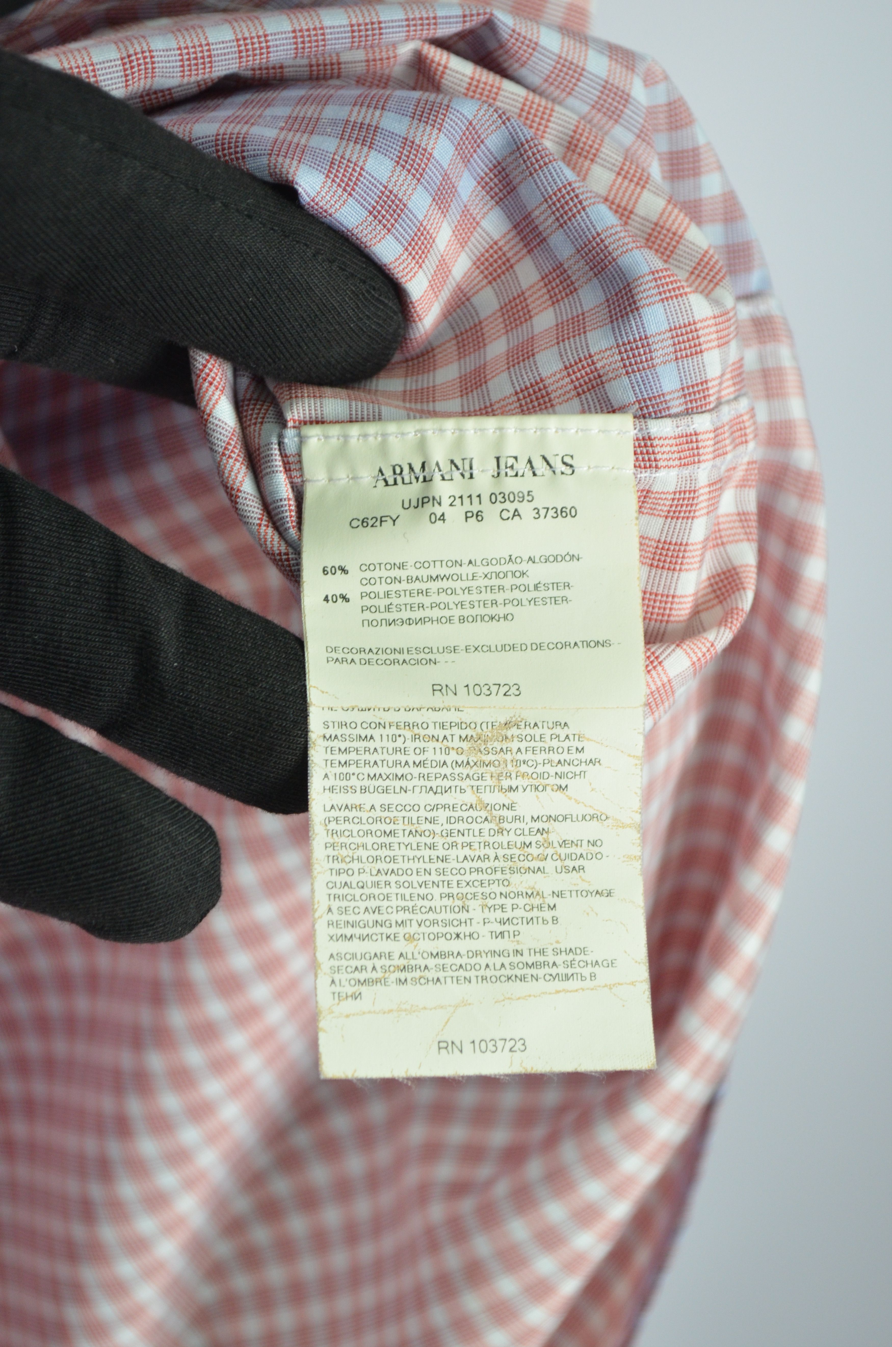 Armani × Vintage Vintage 90s Armani Jeans Check Logo Dyed Shirt Size XXL 2XL Size US XXL / EU 58 / 5 - 7 Thumbnail