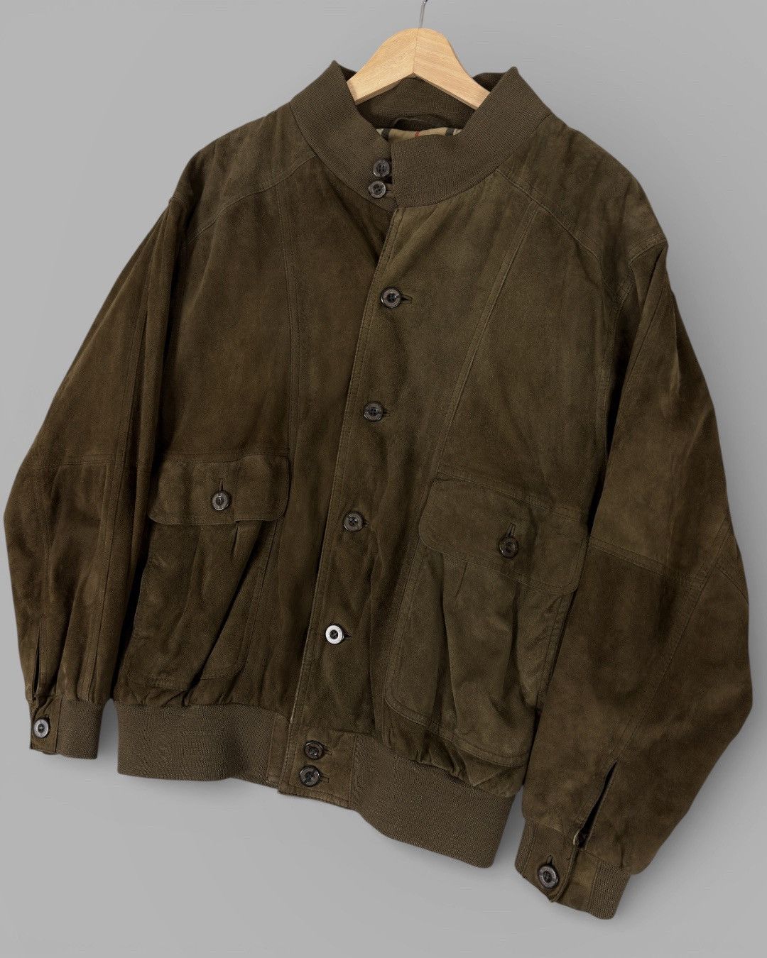 Burberry 80's BURBERRYS Nova Check Lined Suede Leather Bomber Jacket Size US L / EU 52-54 / 3 - 8 Thumbnail
