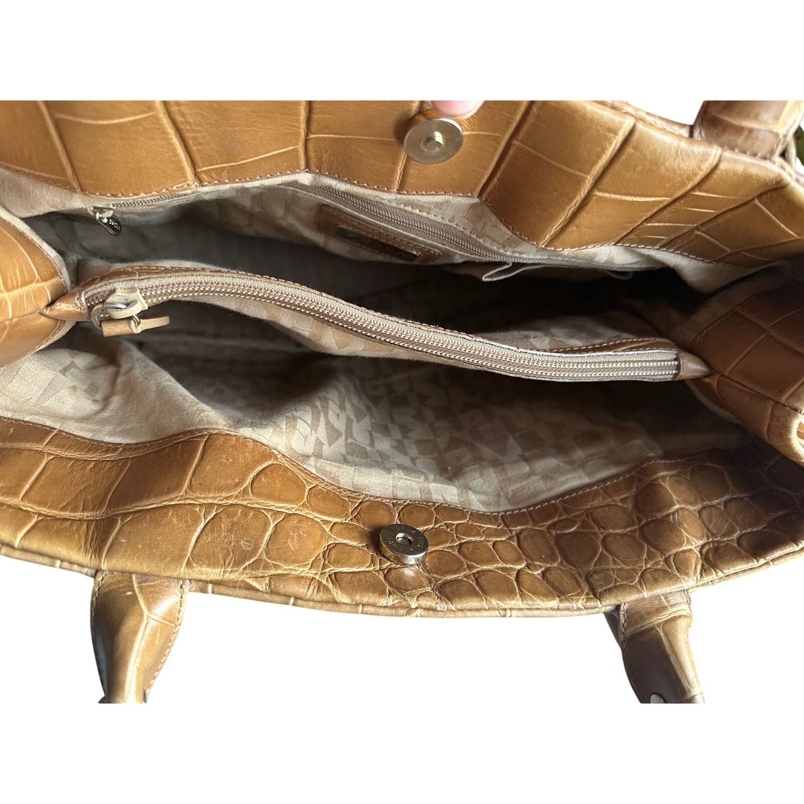 Furla FURLA Croc Embossed Camel Colored Leather Bag Size ONE SIZE - 8 Thumbnail
