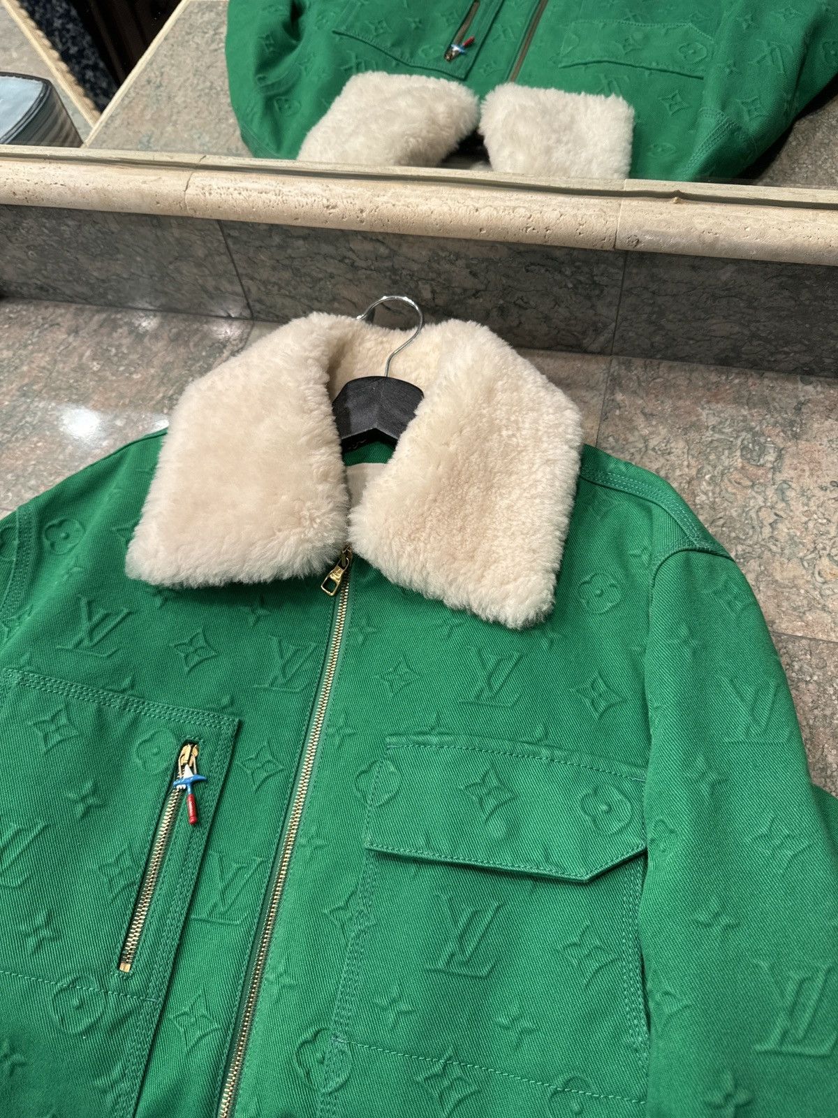 Louis Vuitton Virgil Abloh Workwear Shearling Monogram Denim Jacket Size US M / EU 48-50 / 2 - 2 Thumbnail