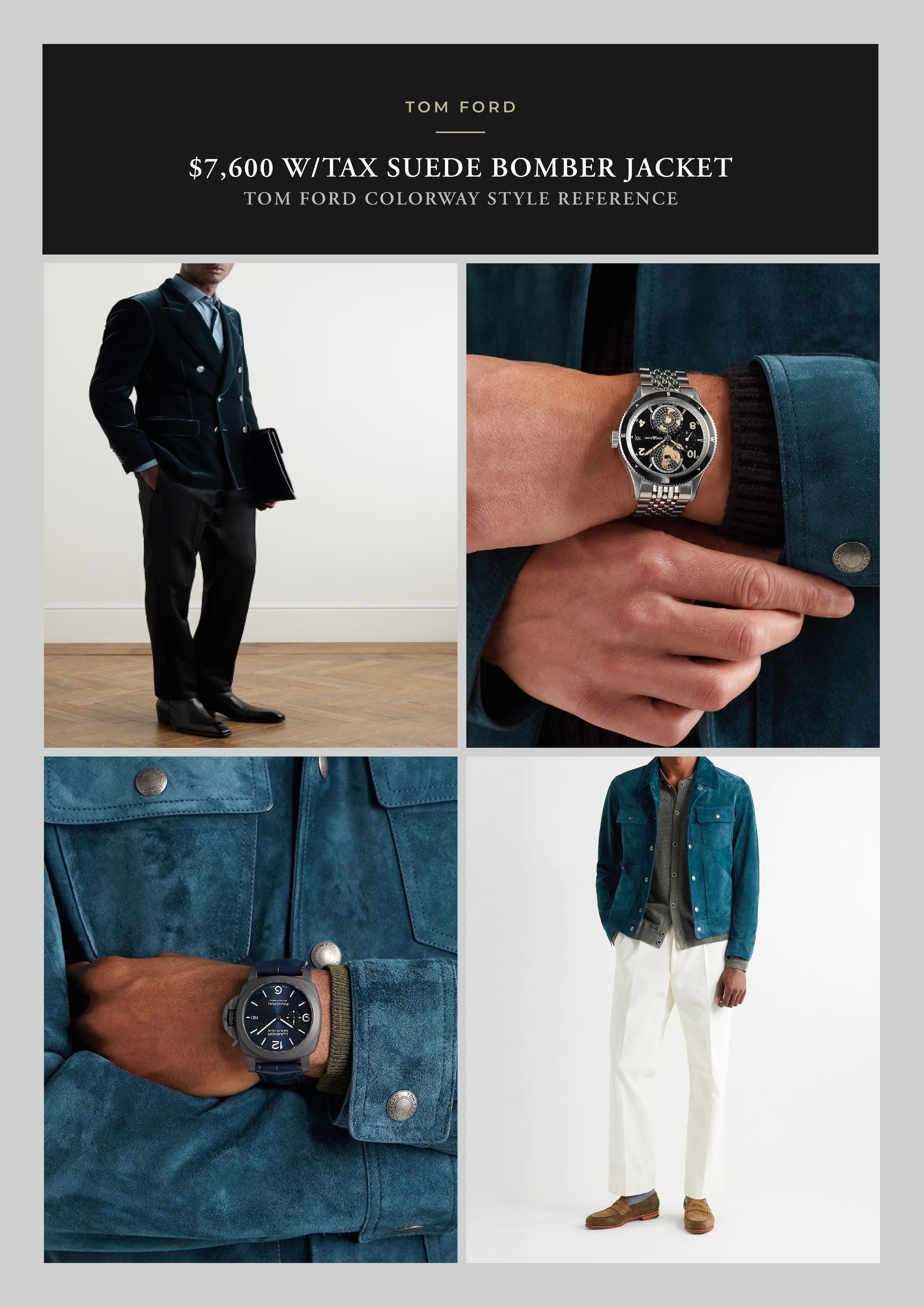 Tom Ford Coveted Rare $7,600 w/tax Cerulean Suede Bomber Jacket Size US XL / EU 56 / 4 - 6 Thumbnail