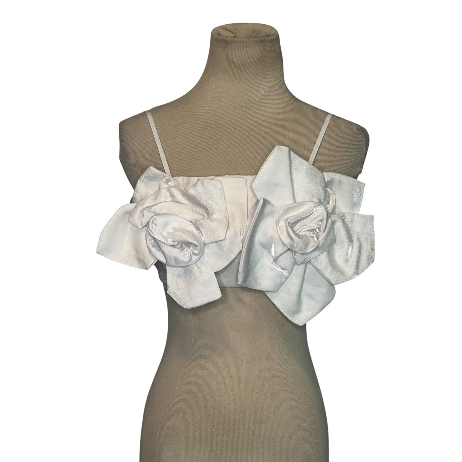 Shein Shein Bae white flowers back lace up crop top size Small Size S / US 4 / IT 40 - 9 Thumbnail