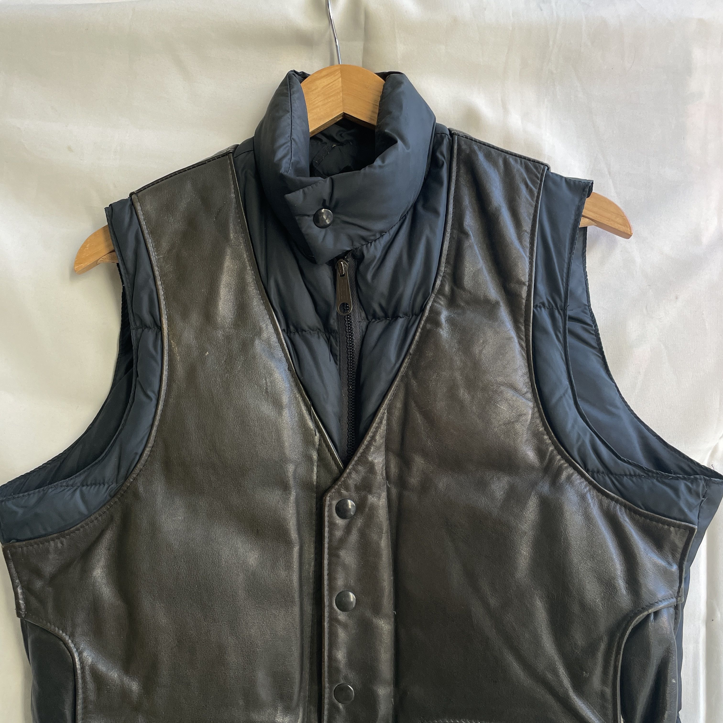 Schott Down by Schott Vintage 80's 123V Down Leather Vest Size 38 Size US M / EU 48-50 / 2 - 4 Thumbnail