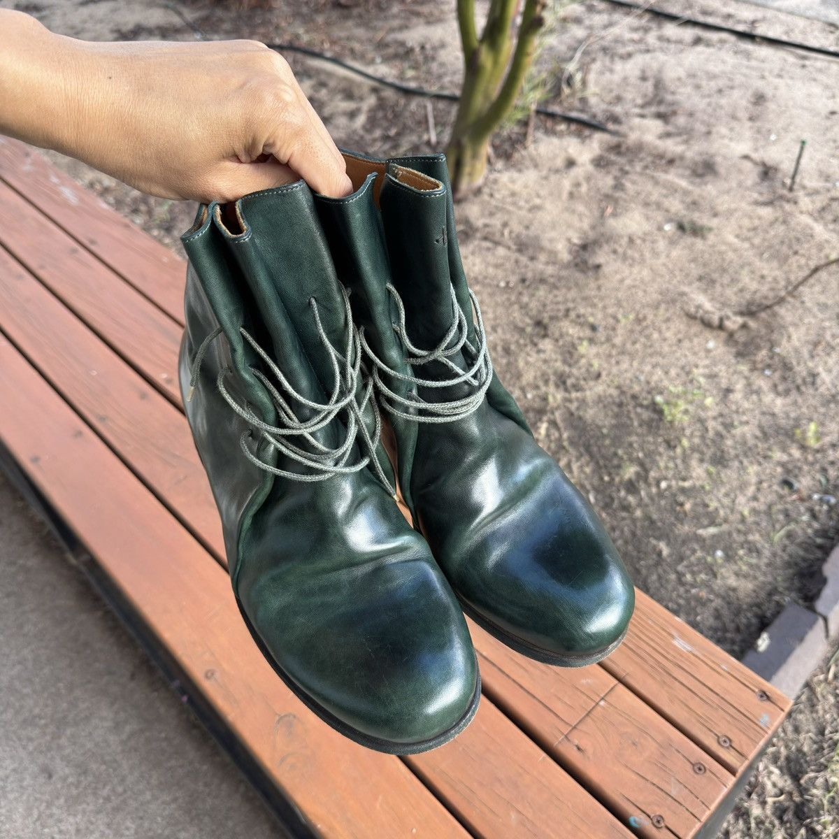 Ma+ M.a+ Dark Green Cow Leather Boots – Size 42 Size US 9 / EU 42 - 8 Thumbnail