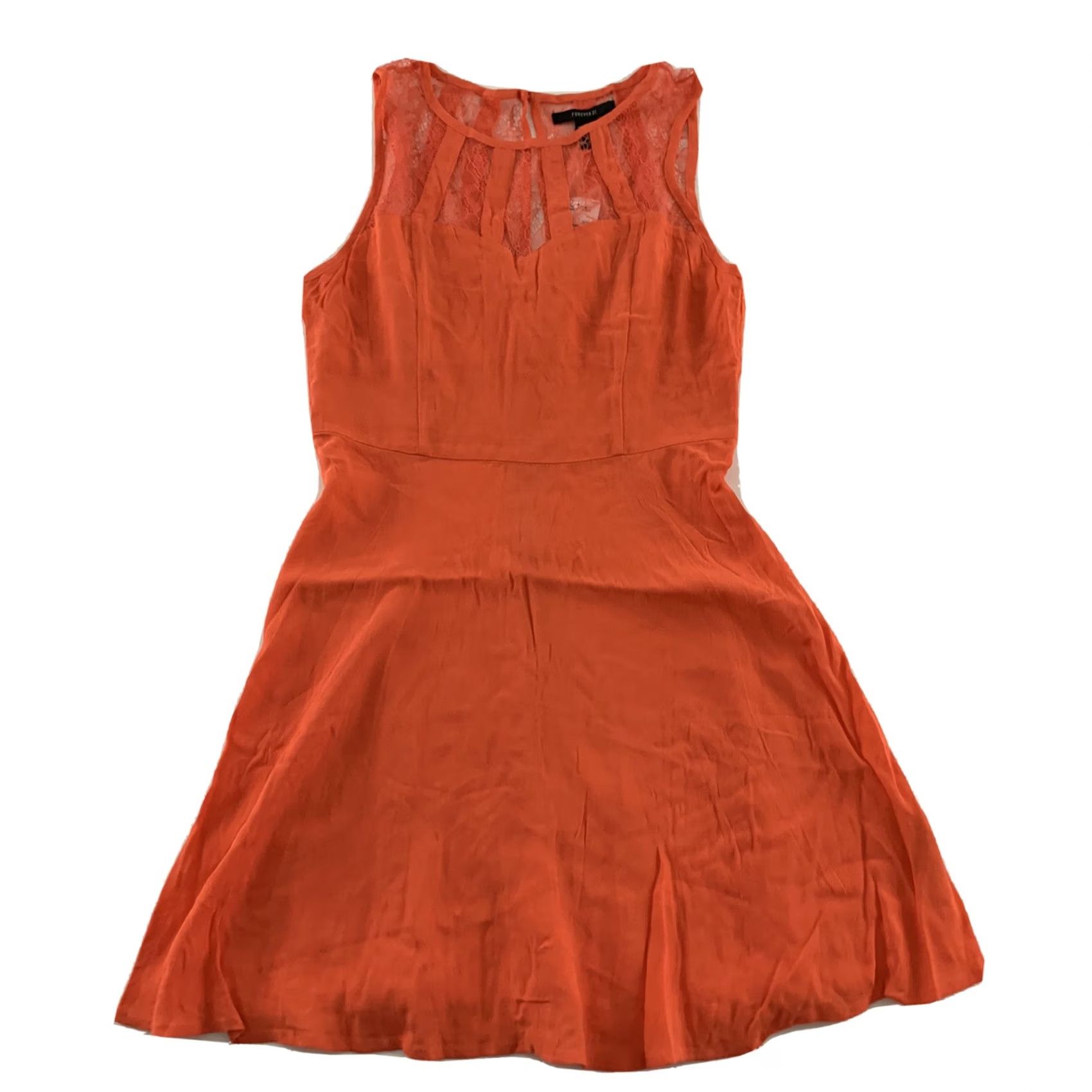 Forever 21 FOREVER 21 Tank Dress Sleeveless Lace Accents Women's Medium Peach Orange Dress Size M / US 6-8 / IT 42-44 - 2 Thumbnail
