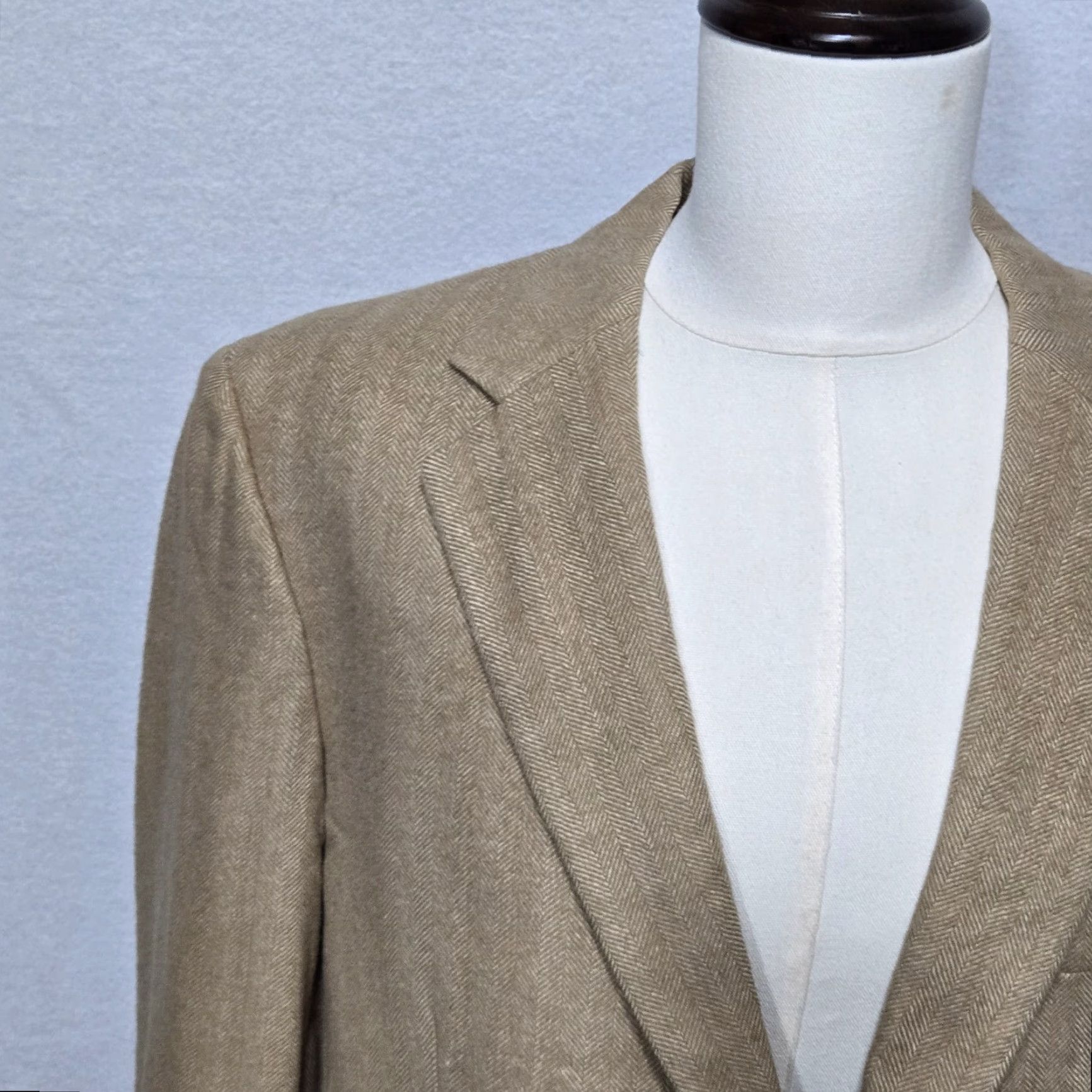 Brooks Brothers Brooks Brothers Blazer Mens 46 Camel Hair Herringbone Sport Coat Jacket Beige 3-in-1 Button Size 46R - 3 Thumbnail
