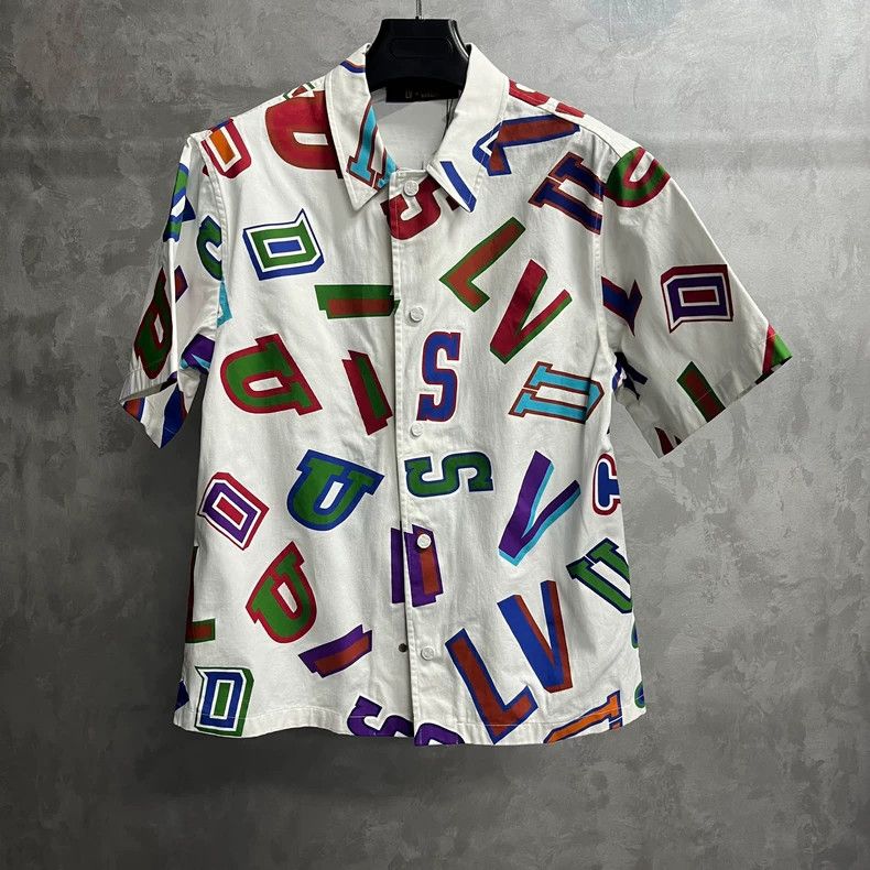 Louis Vuitton LOUIS VUITTON White blue monogrammed short sleeve shirt 250 Size US S / EU 44-46 / 1 - 1 Thumbnail