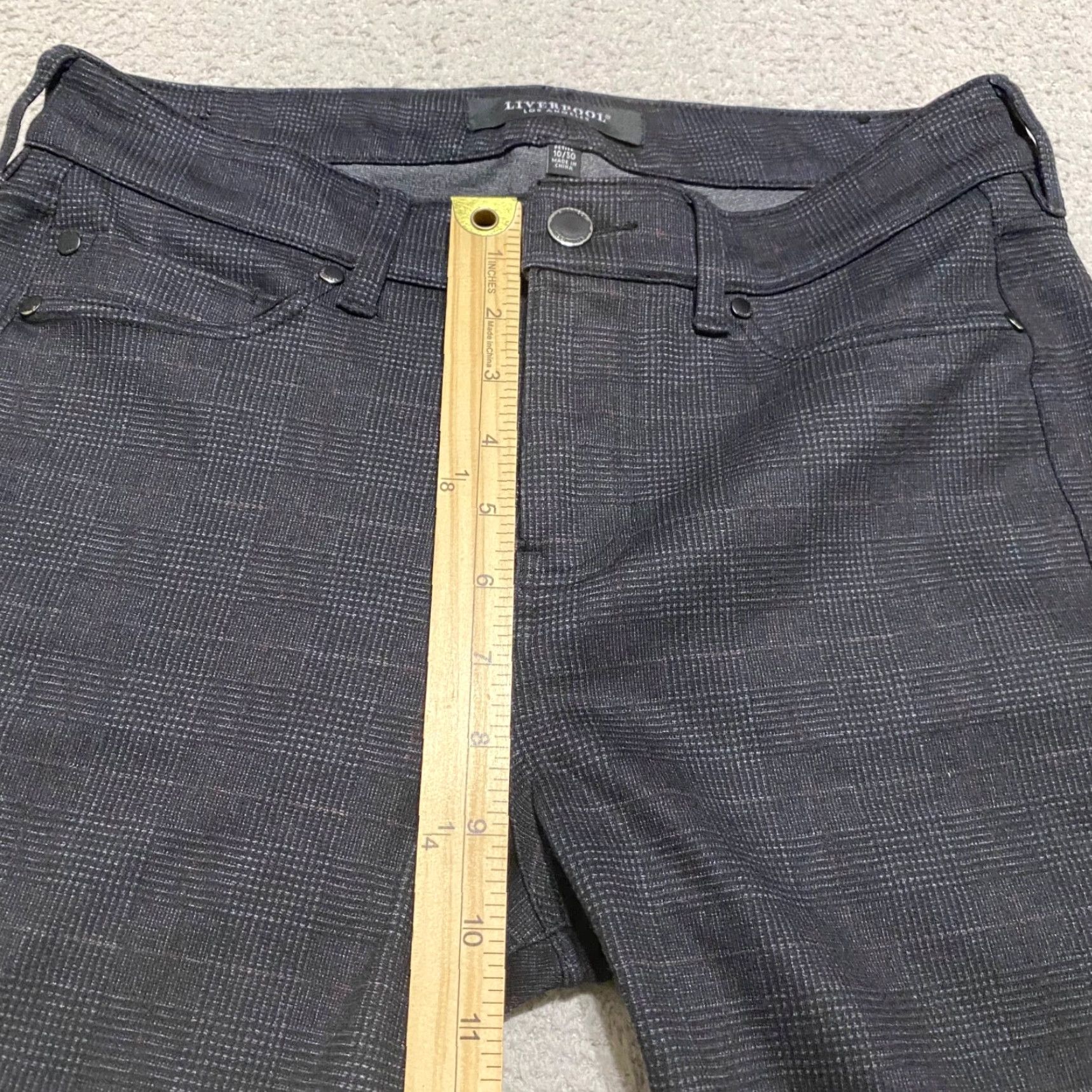 Vintage Liverpool Jeans Liverpool 10P Pants Black Plaid Mid Rise Skinny Ankle Petite Womens Size 29" - 7 Thumbnail