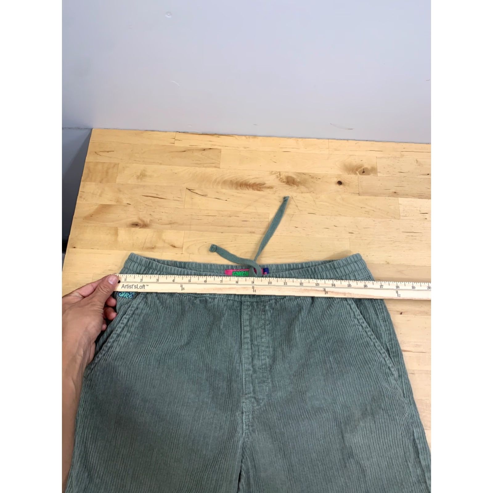 Empyre Empyre Corduroy Pants Womens M Drawstring Casual Relaxed Green 12061 Discoloration Size 32" / US 10 / IT 46 - 7 Thumbnail