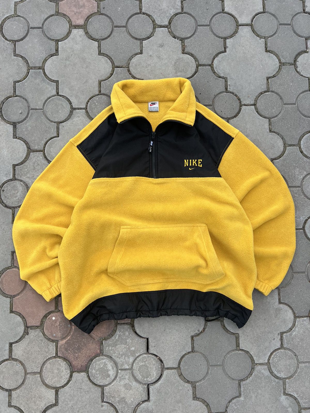 Pre-owned Nike X Vintage Nike Spell Out Nylon Fleece Zip Sweatshirt Usa In Yellow